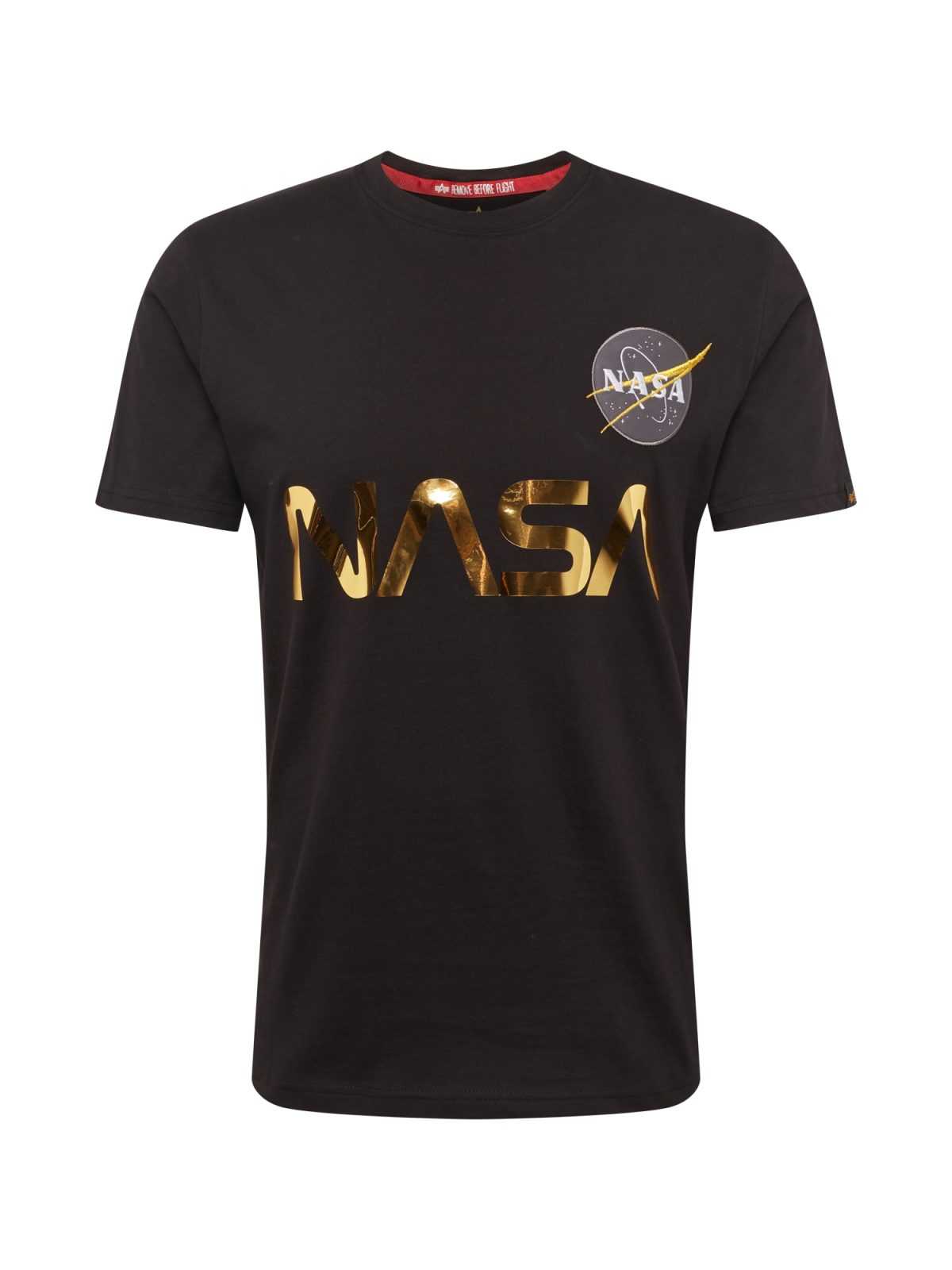 ALPHA INDUSTRIES Majica 'NASA Reflective T'  zlata / črna