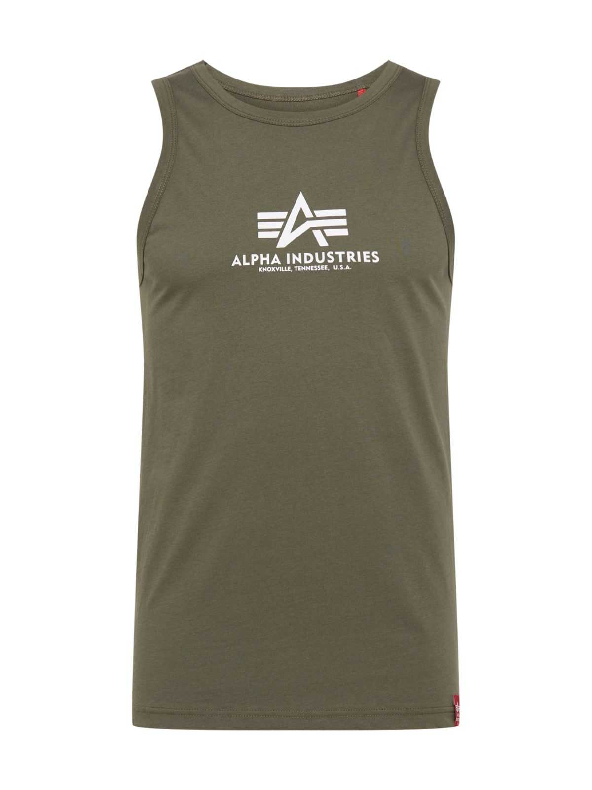 ALPHA INDUSTRIES Majica  oliva / bela
