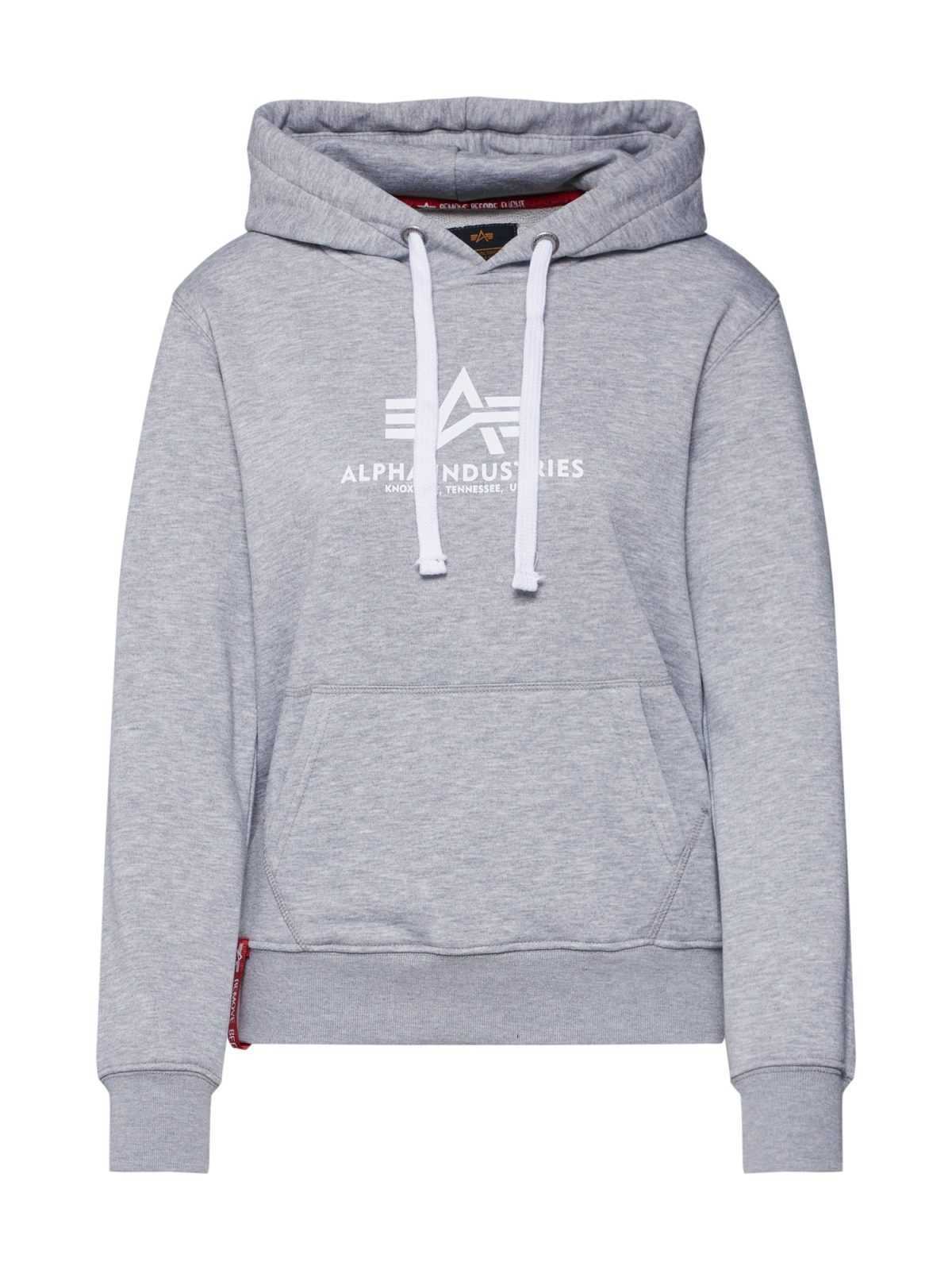 ALPHA INDUSTRIES Majica  pegasto siva / bela