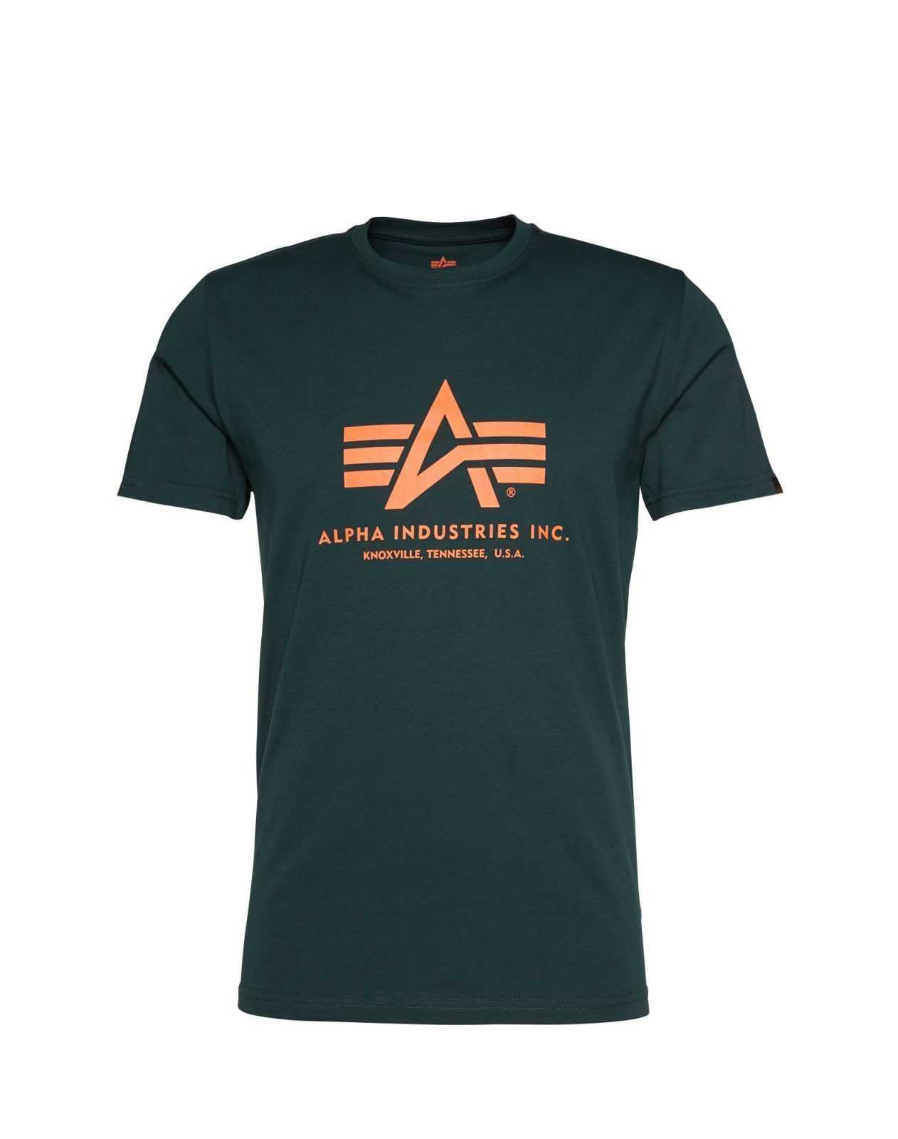 ALPHA INDUSTRIES Majica  temno zelena / oranžna