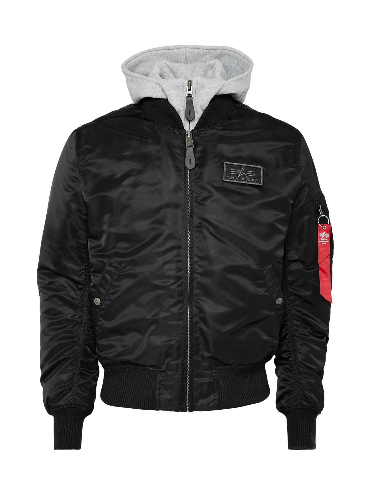 ALPHA INDUSTRIES Prehodna jakna 'MA-1 D-Tec'  pegasto siva / rdeča / črna