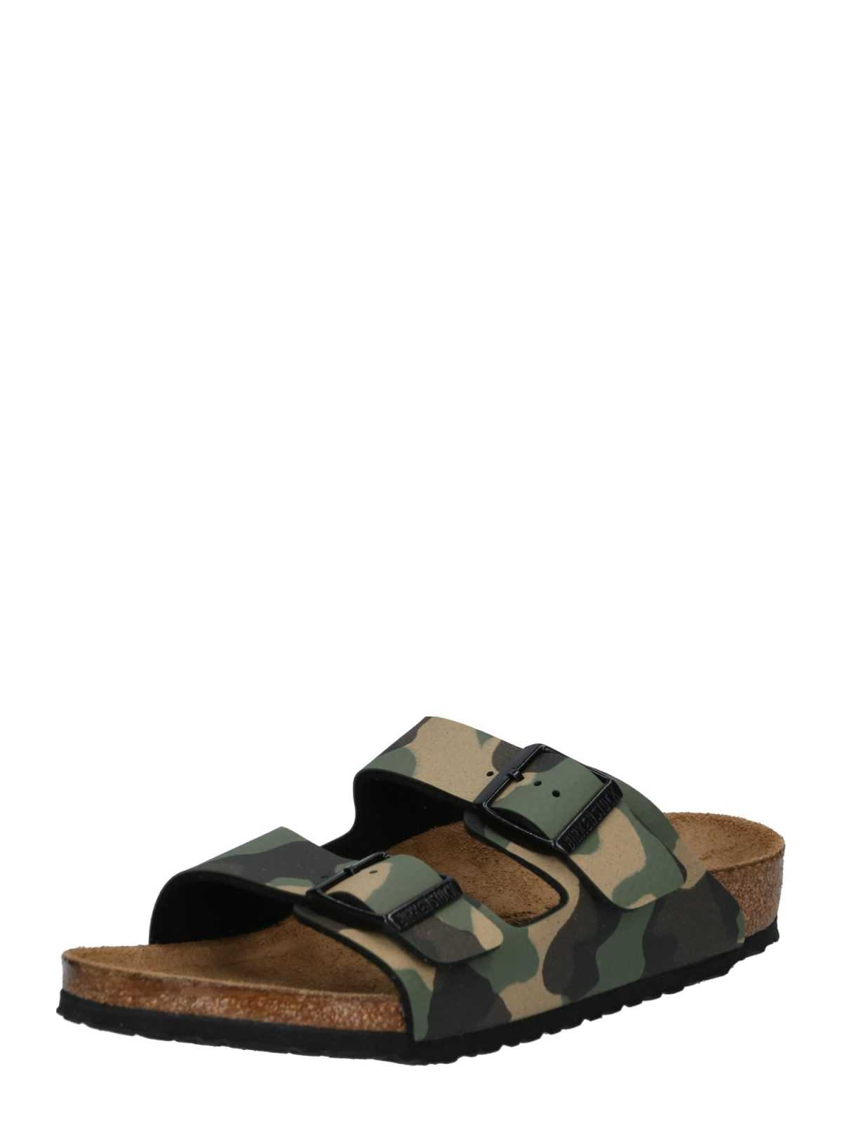 BIRKENSTOCK Odprti čevlji 'Arizona'  temno bež / kaki / črna