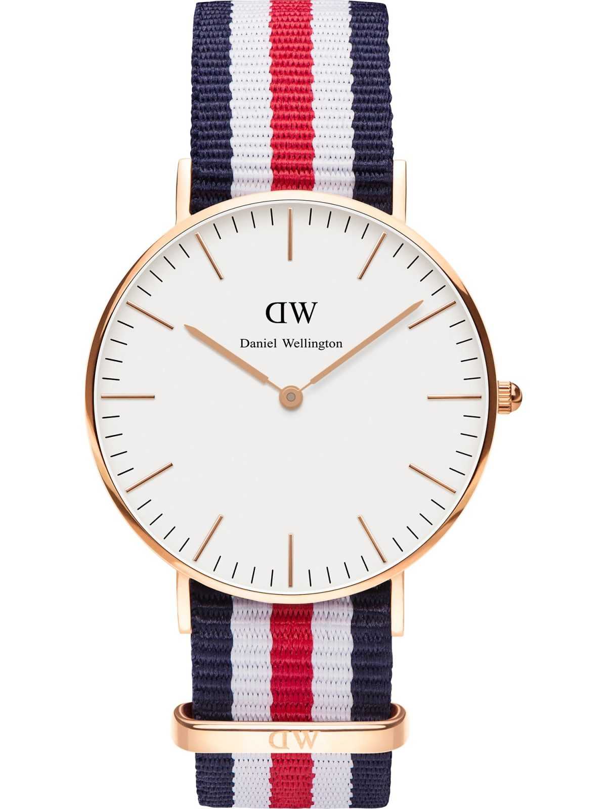 Daniel Wellington Analogna ura  temno modra / zlata / rdeča / bela