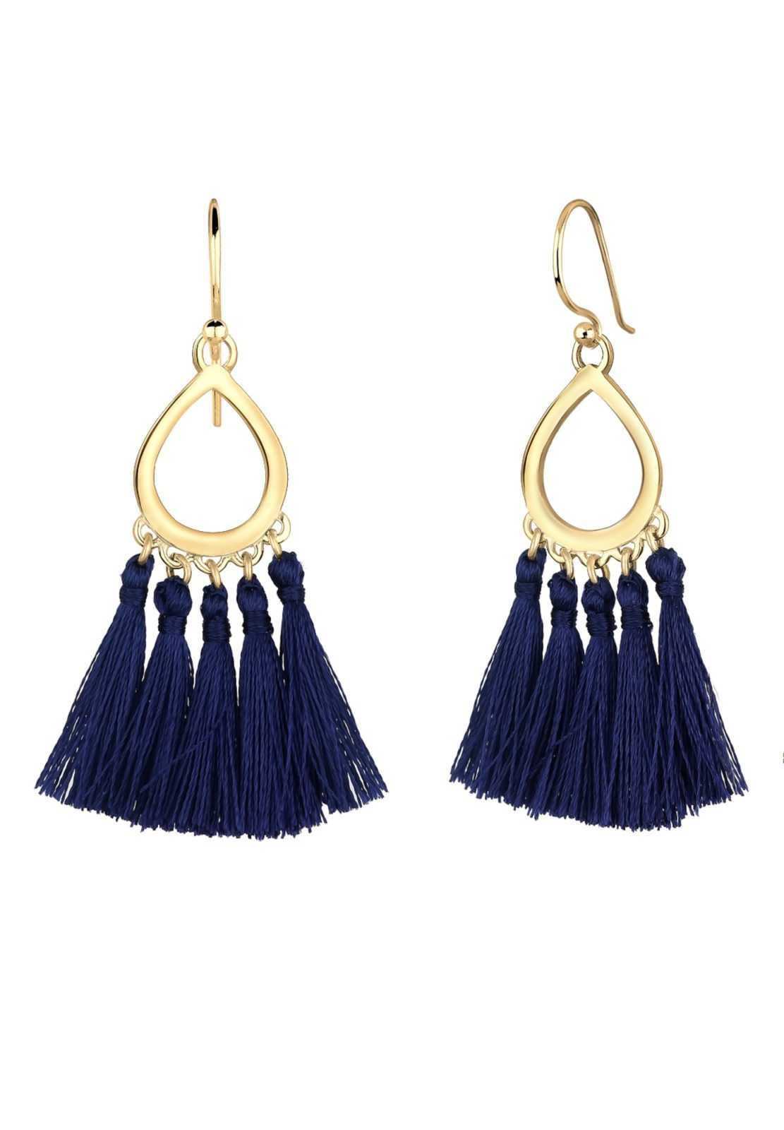 ELLI Uhani 'Boho'  temno modra / zlata