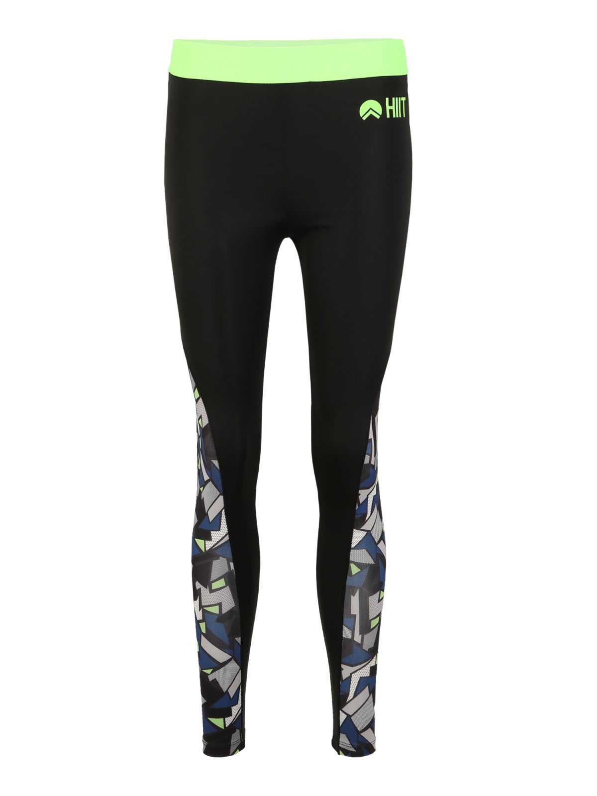 HIIT Športne hlače 'abstract geo'  neonsko zelena / črna