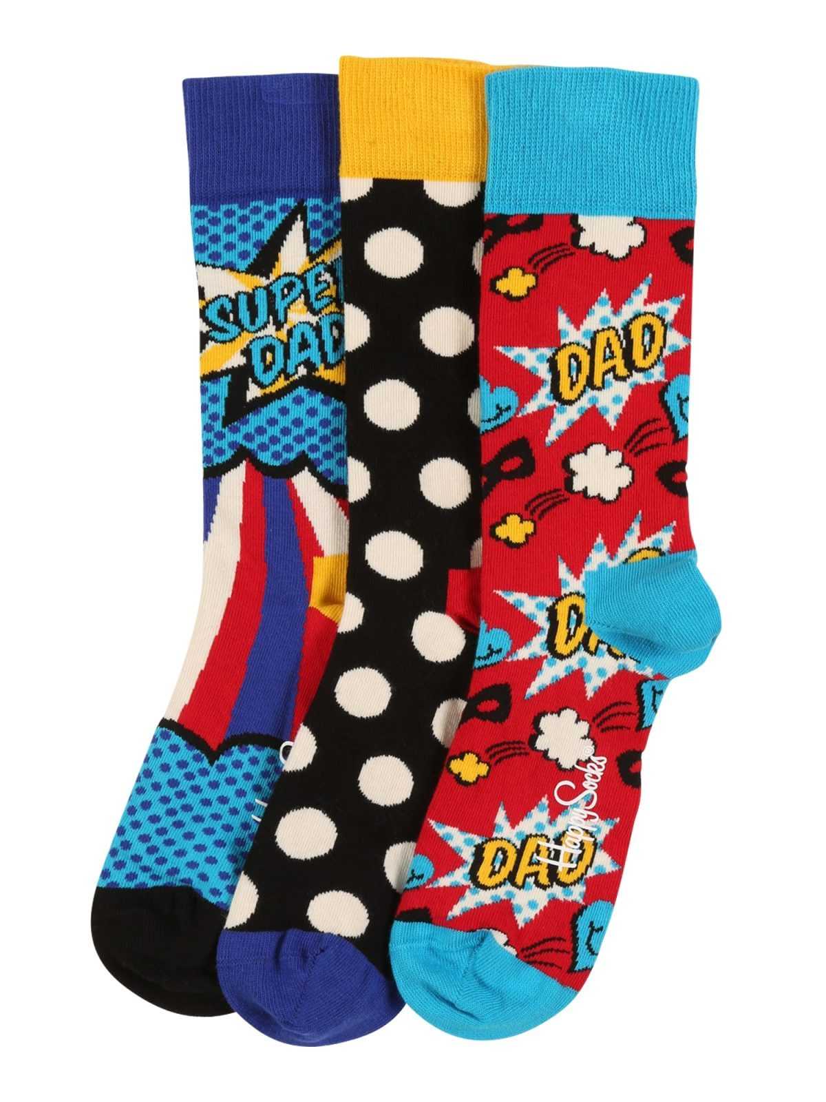 Happy Socks Nogavice 'Father's Day'  svetlo modra / rumena / rdeča / bela