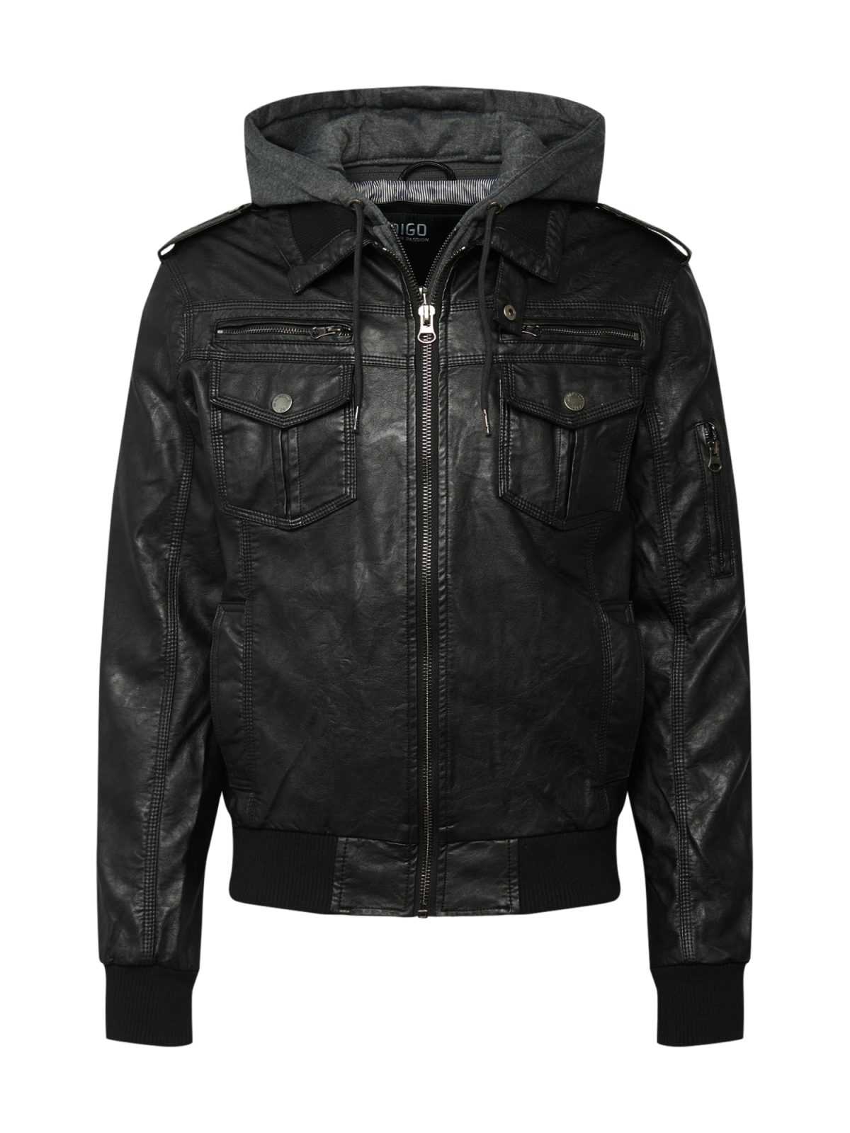 INDICODE JEANS Prehodna jakna 'Aaron'  temno siva / črna