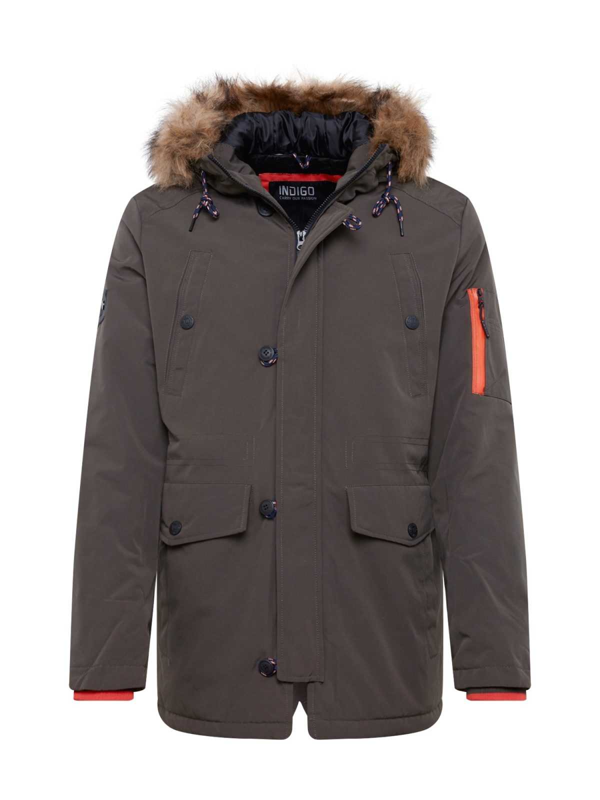 INDICODE JEANS Zimska jakna 'Leake'  kaki / oranžna