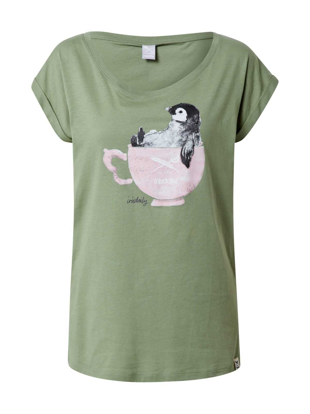 Iriedaily Majica 'Pingulax Tee'  siva / oliva / svetlo roza / črna / bela
