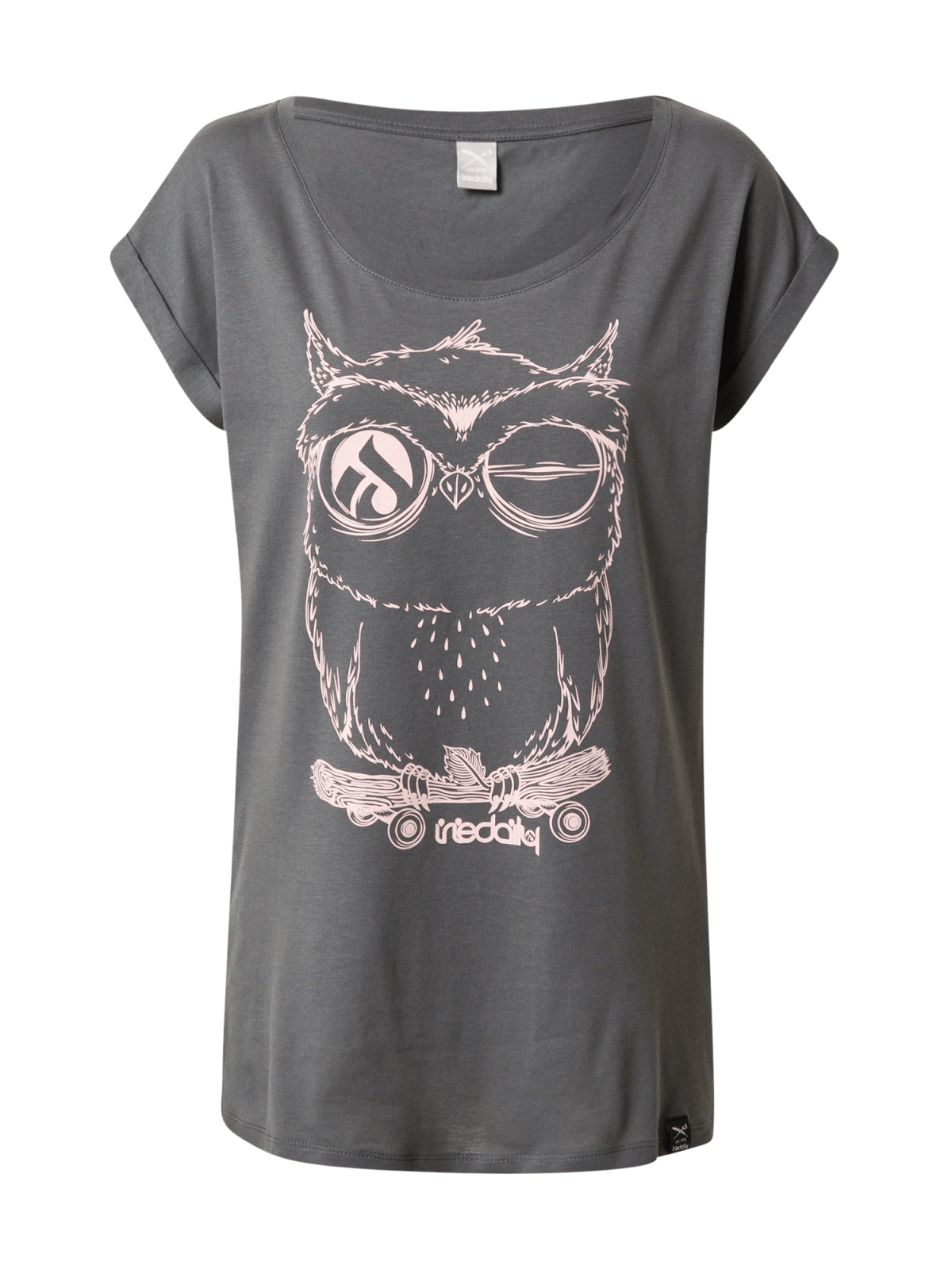Iriedaily Majica 'Skateowl 2'  siva / staro roza
