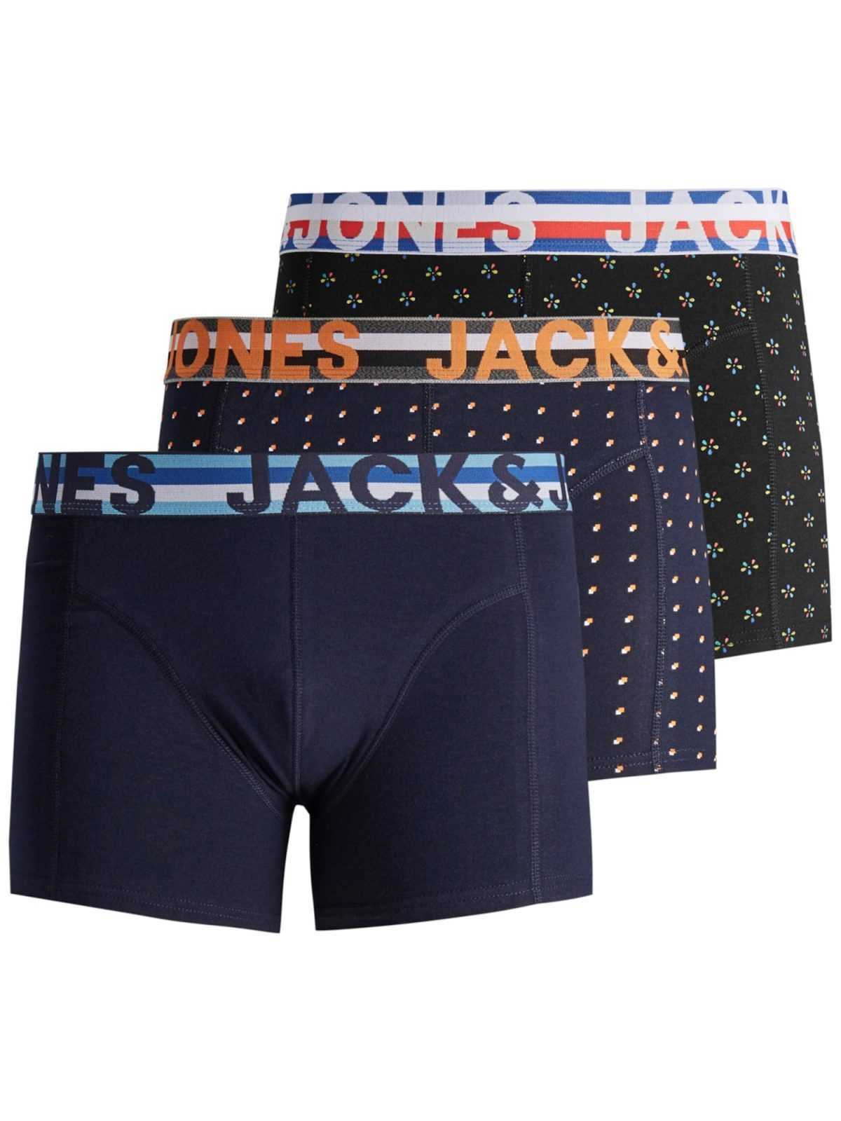 JACK & JONES Boksarice 'Henrik'  nočno modra / temno oranžna / rdeča / črna / bela