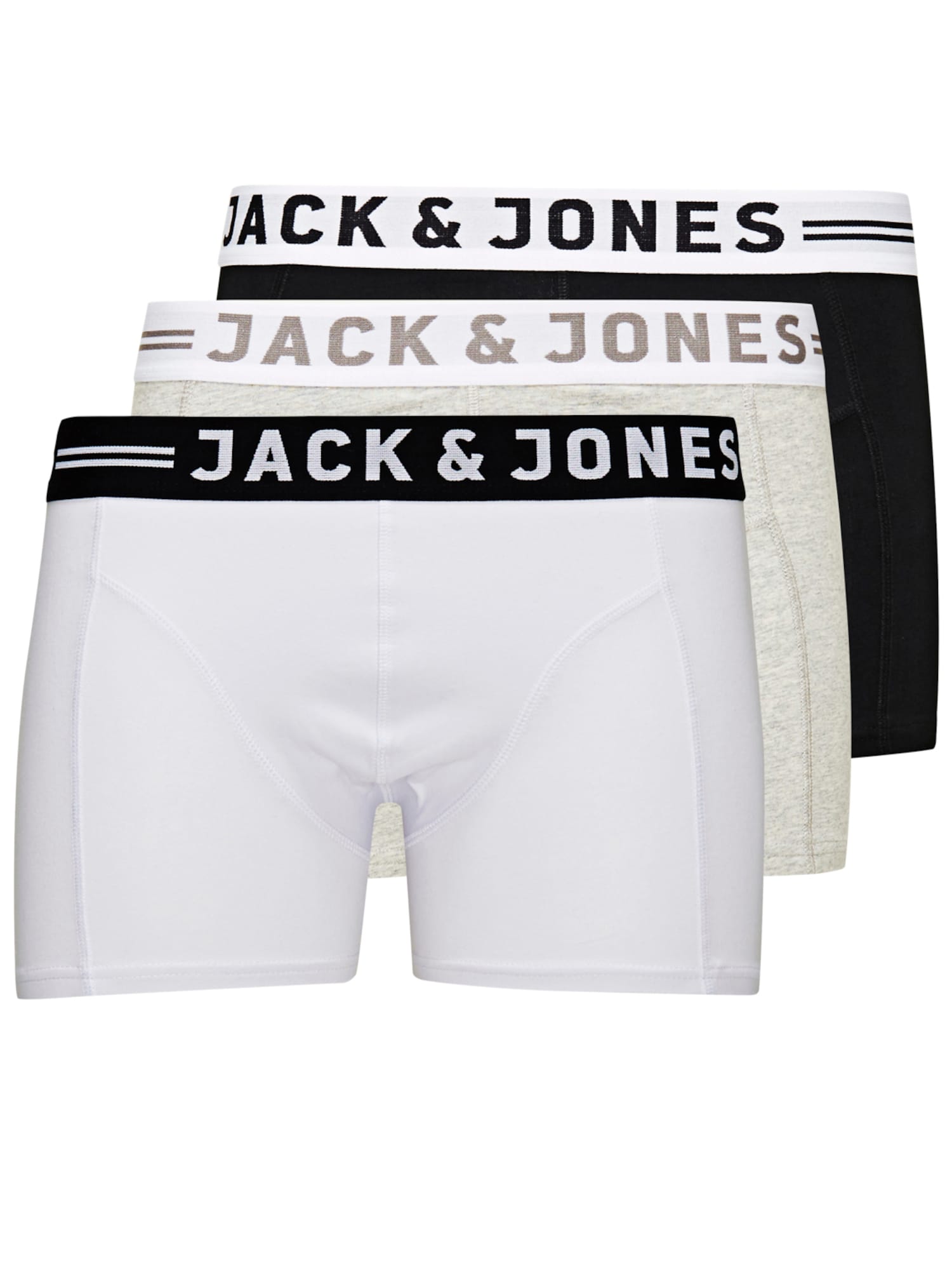 JACK & JONES Boksarice 'Sense'  pegasto siva / črna / bela