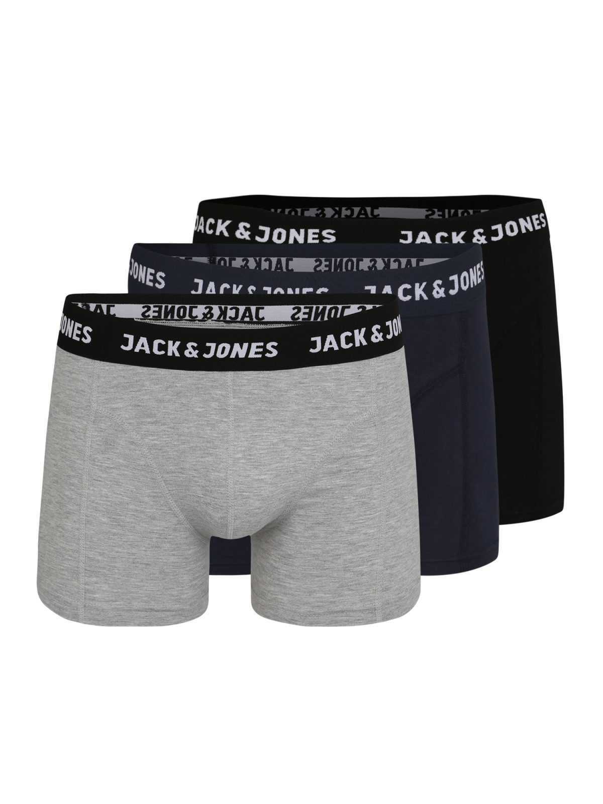 JACK & JONES Boksarice  mornarska / pegasto siva / črna / bela