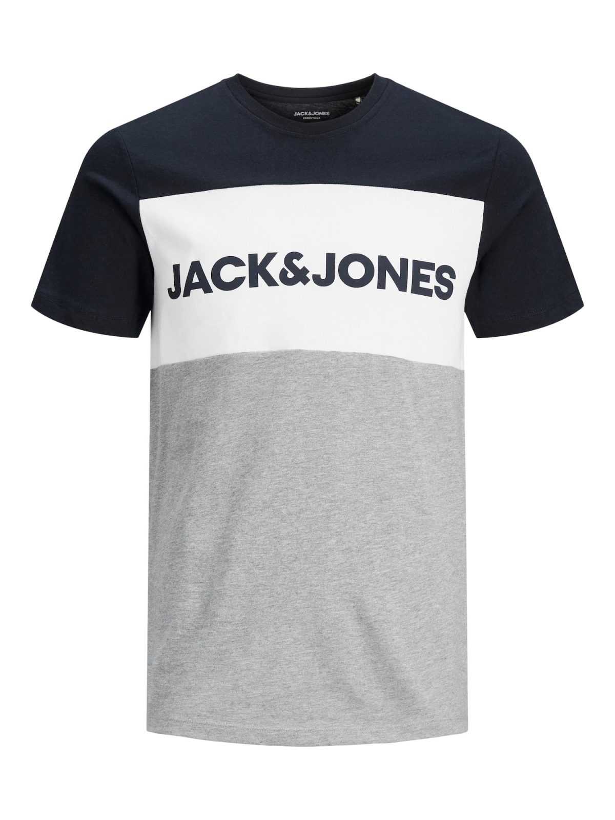 JACK & JONES Majica  modra / siva / bela