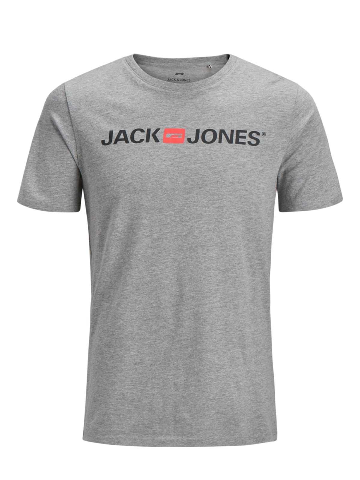 JACK & JONES Majica  pegasto siva / pastelno rdeča / črna
