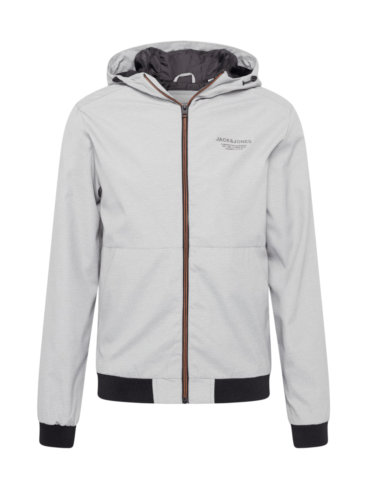 JACK & JONES Prehodna jakna 'Seam'  pegasto siva / temno oranžna / črna