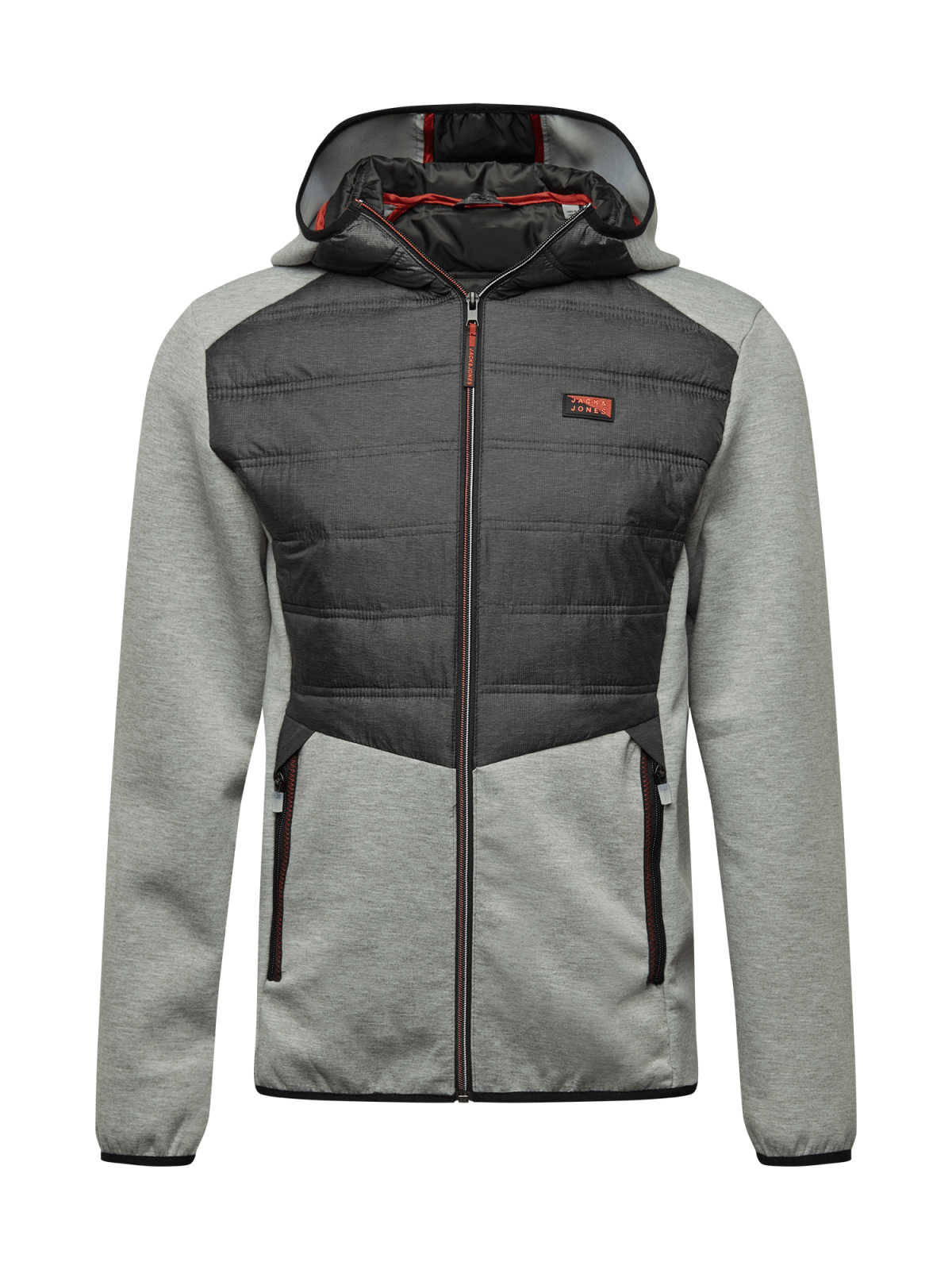 JACK & JONES Prehodna jakna 'Toby'  grafit / svetlo siva / oranžna