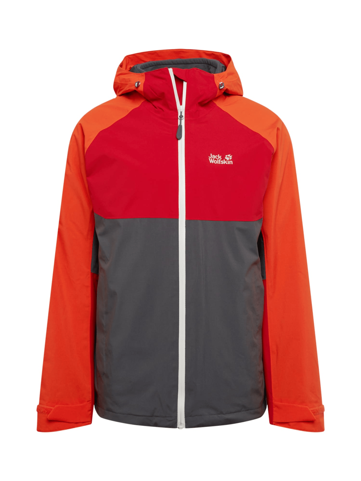 JACK WOLFSKIN Zunanja jakna 'MOUNT ISA'  temno siva / temno oranžna / rdeča / bela