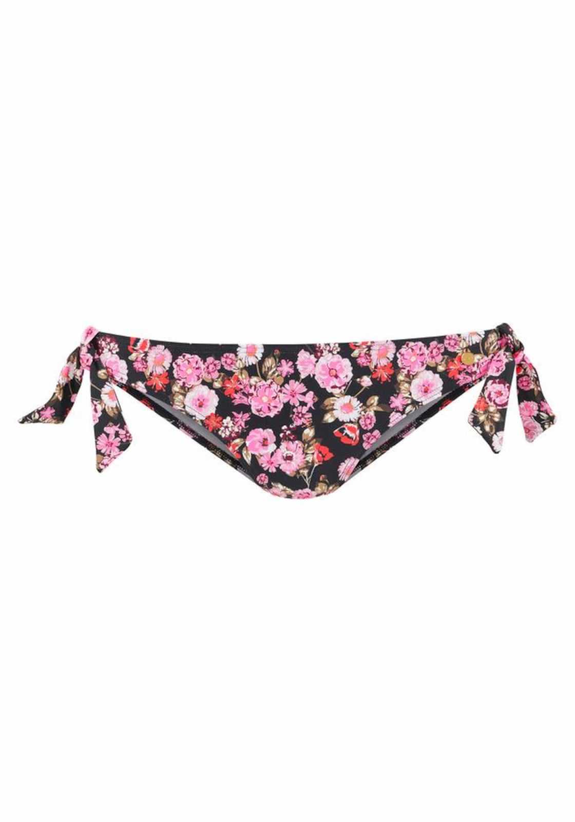 LASCANA Bikini hlačke 'Blümli'  roza / črna
