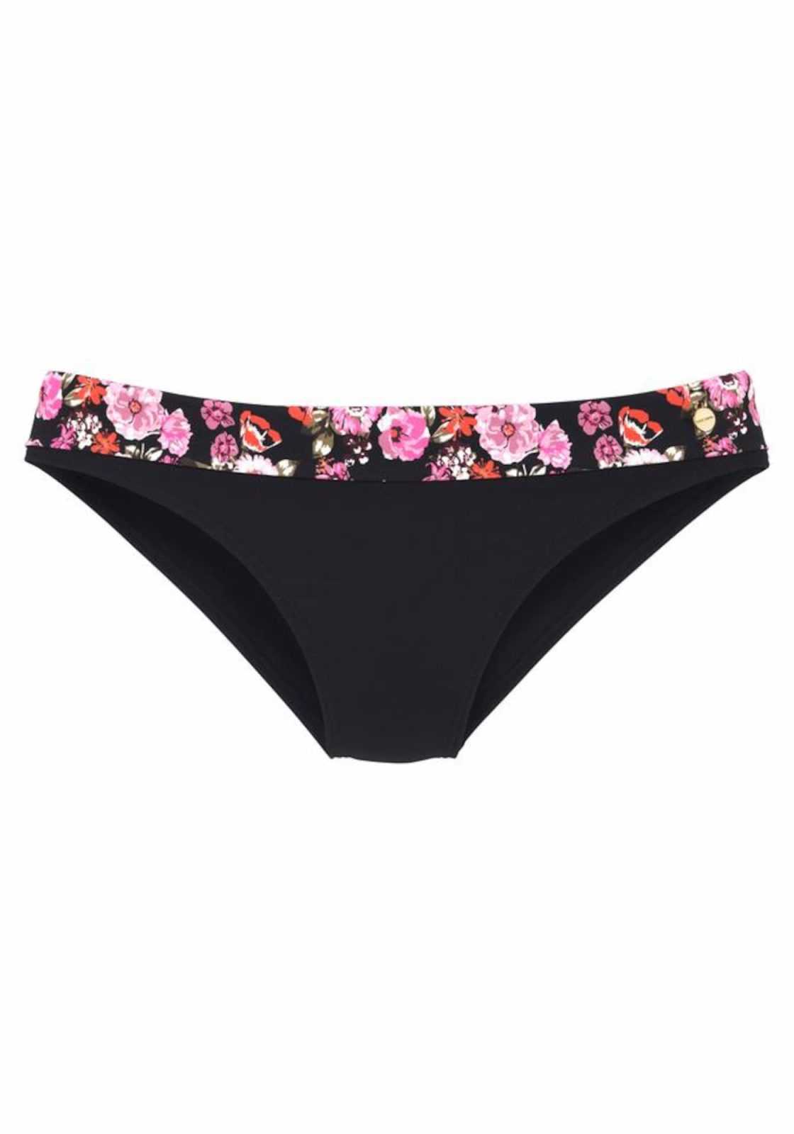 LASCANA Bikini hlačke 'Blümli'  roza / črna