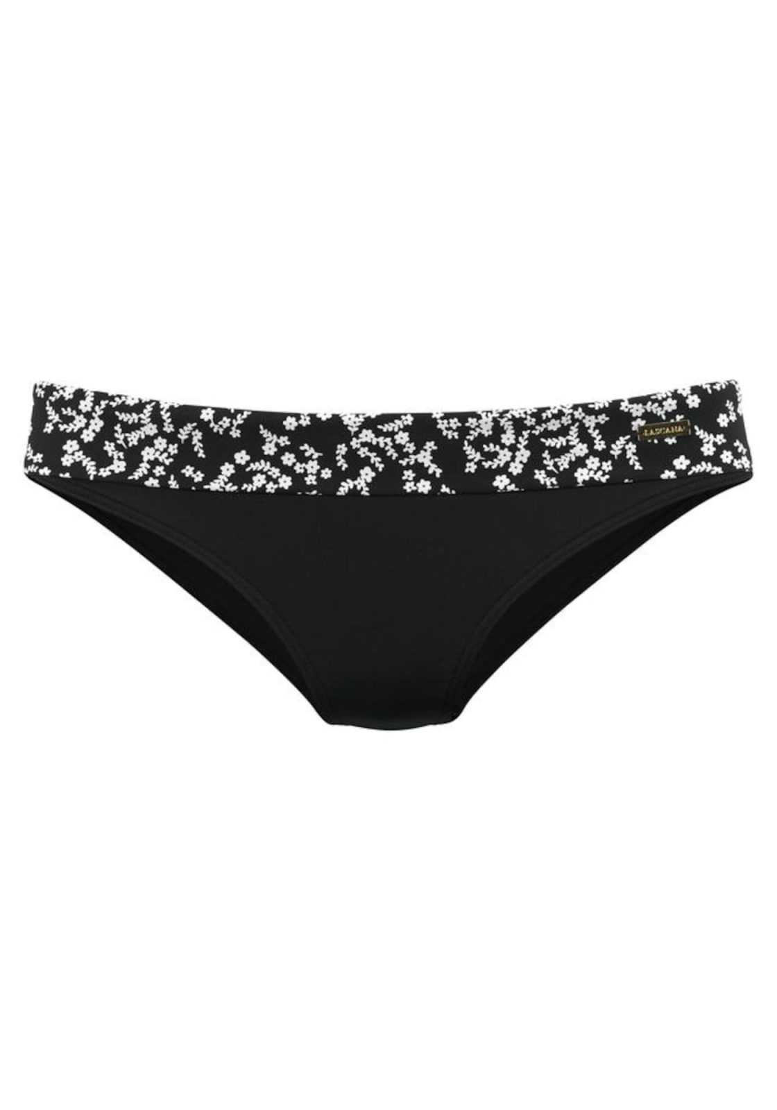 LASCANA Bikini hlačke 'Meadow'  črna / bela