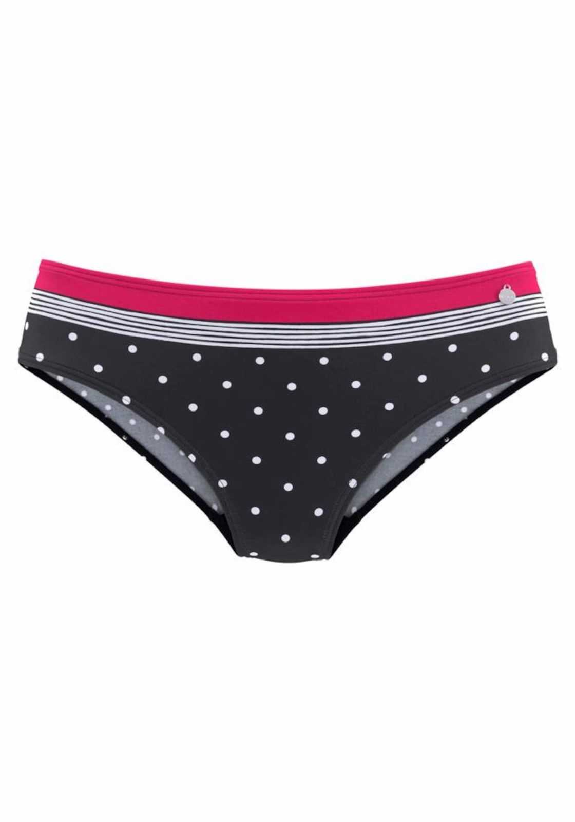 LASCANA Bikini hlačke  eozin / črna / bela