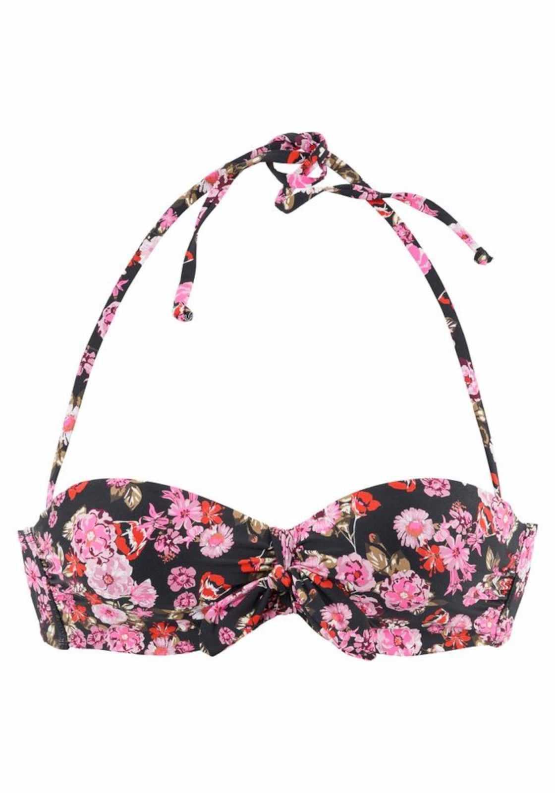 LASCANA Bikini zgornji del 'Blümli'  roza / črna
