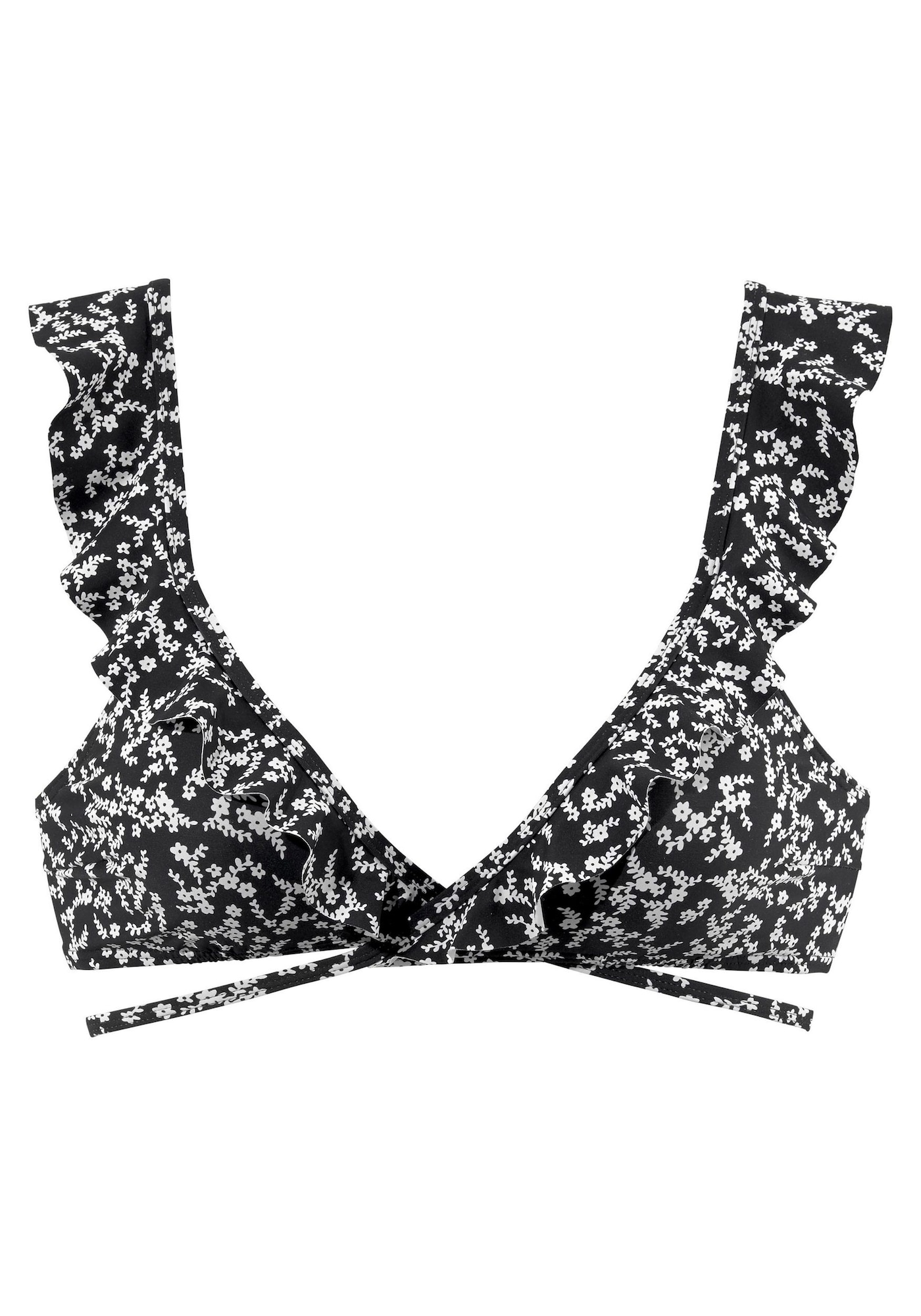 LASCANA Bikini zgornji del 'Meadow'  črna / bela
