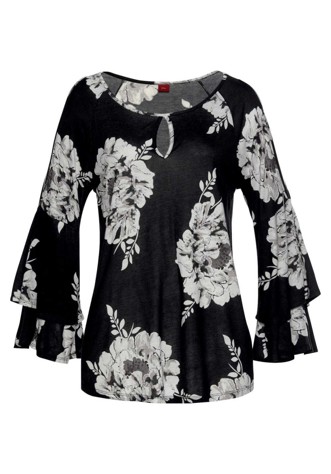 LASCANA Bluza  črna / bela