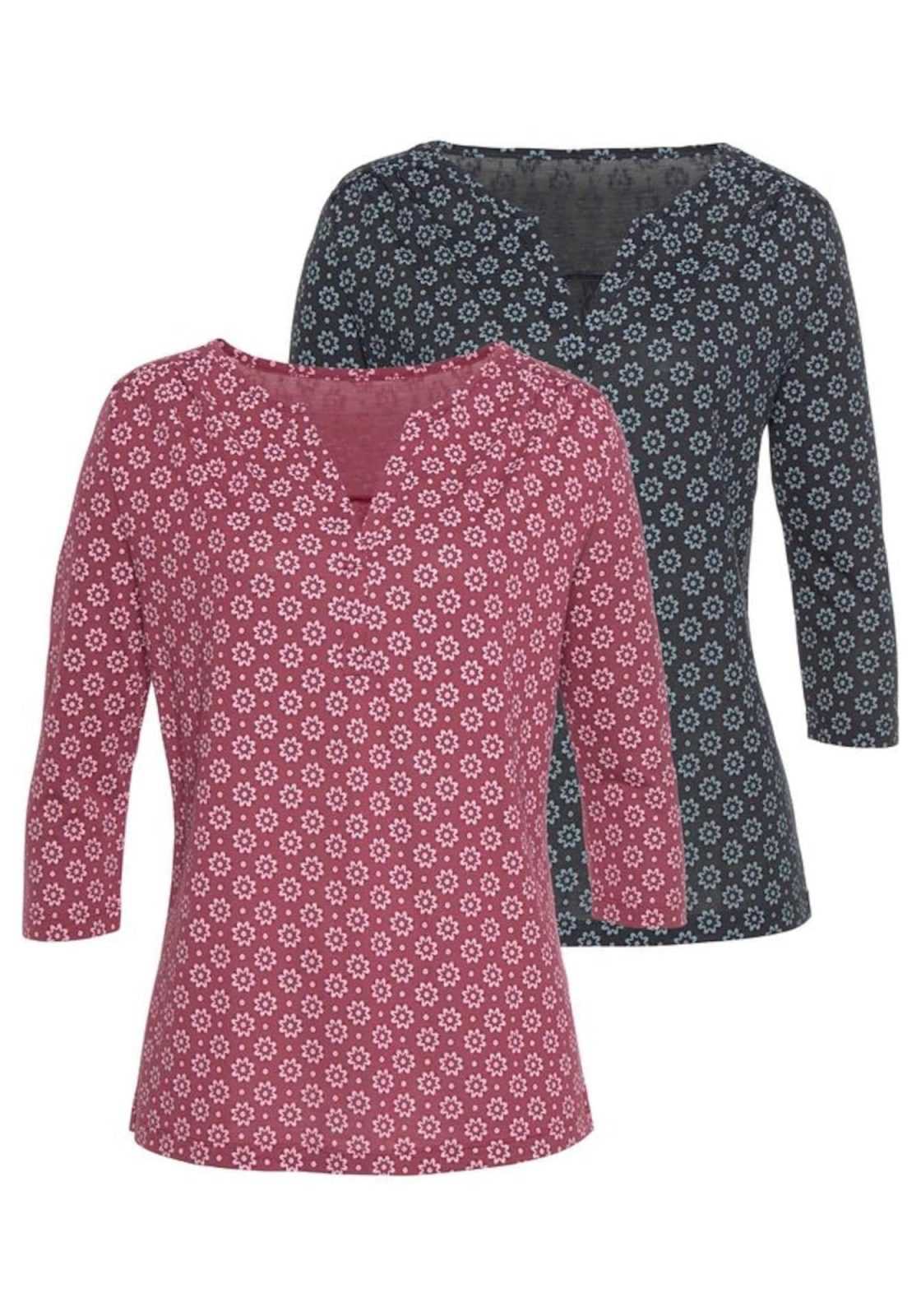 LASCANA Bluza  mornarska / malina / bela