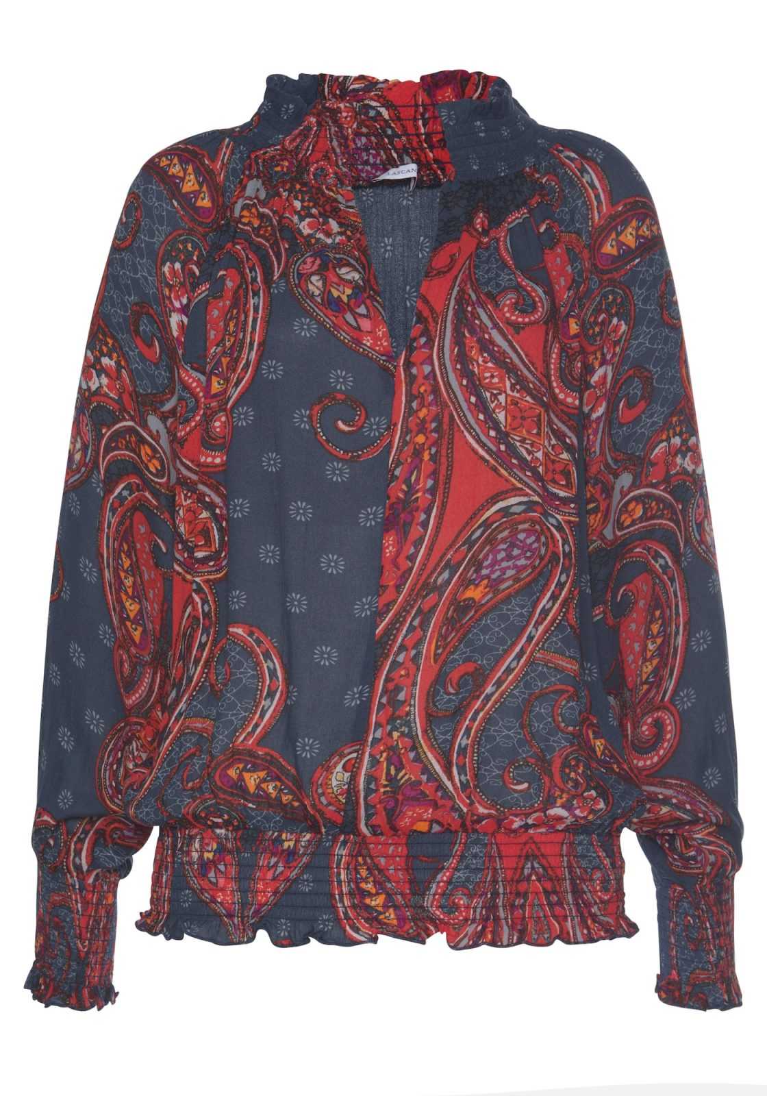 LASCANA Bluza  nočno modra / svetlo modra / temno liila / oranžna / rdeča