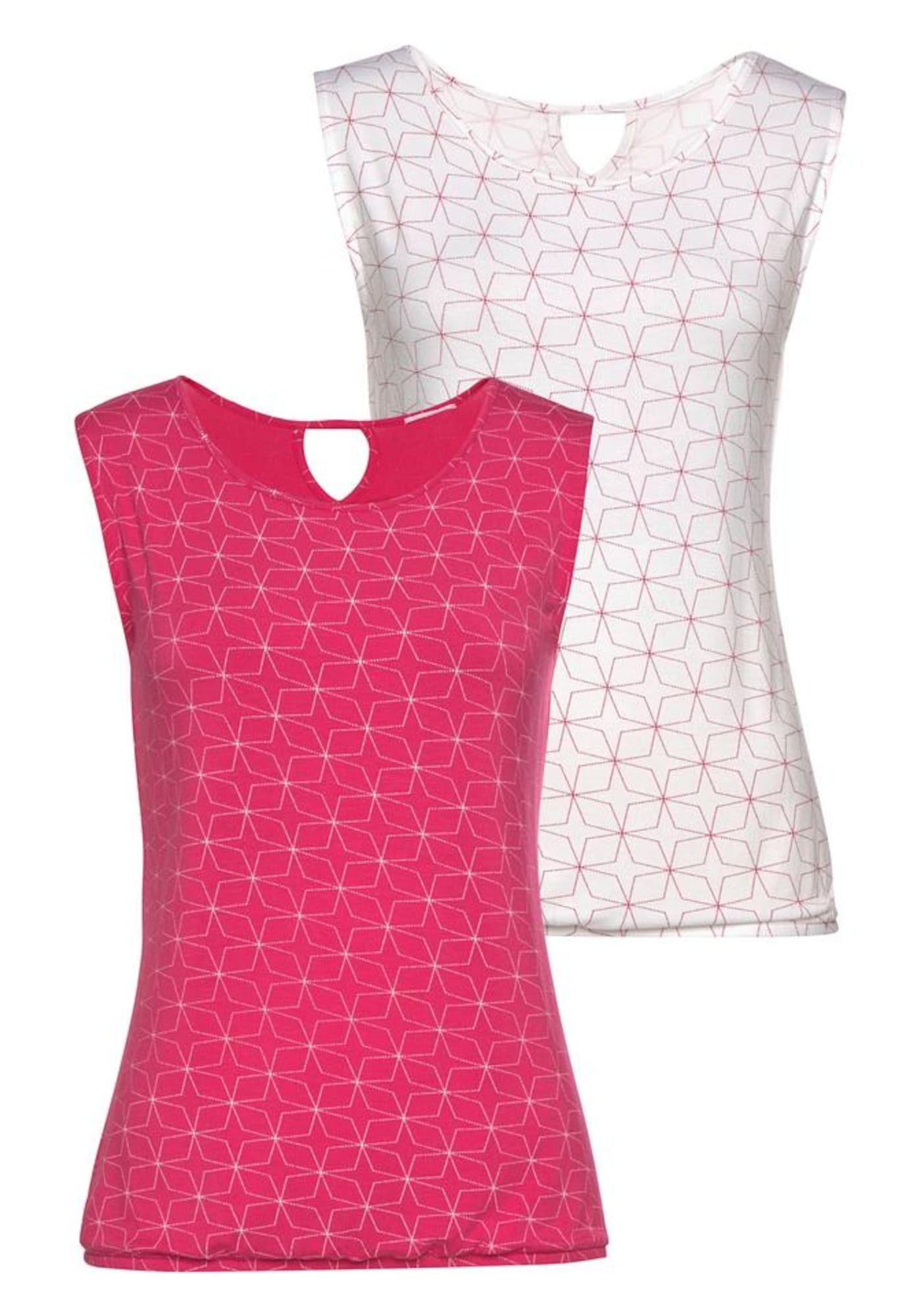 LASCANA Top  temno roza / bela