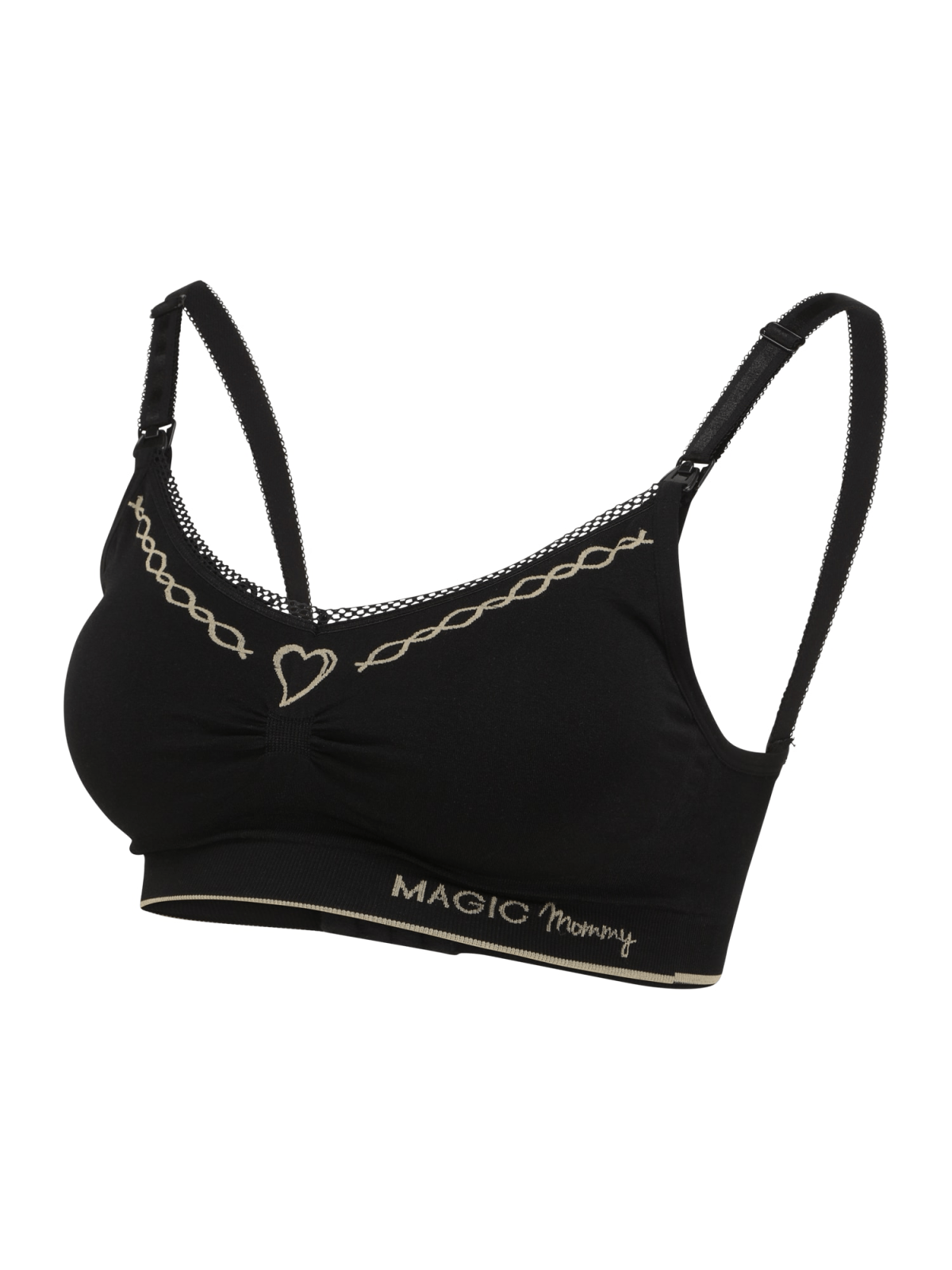 MAGIC Bodyfashion Nedrček za doječe mamice 'Fancy Mommy Nursing Bra'  bež / črna