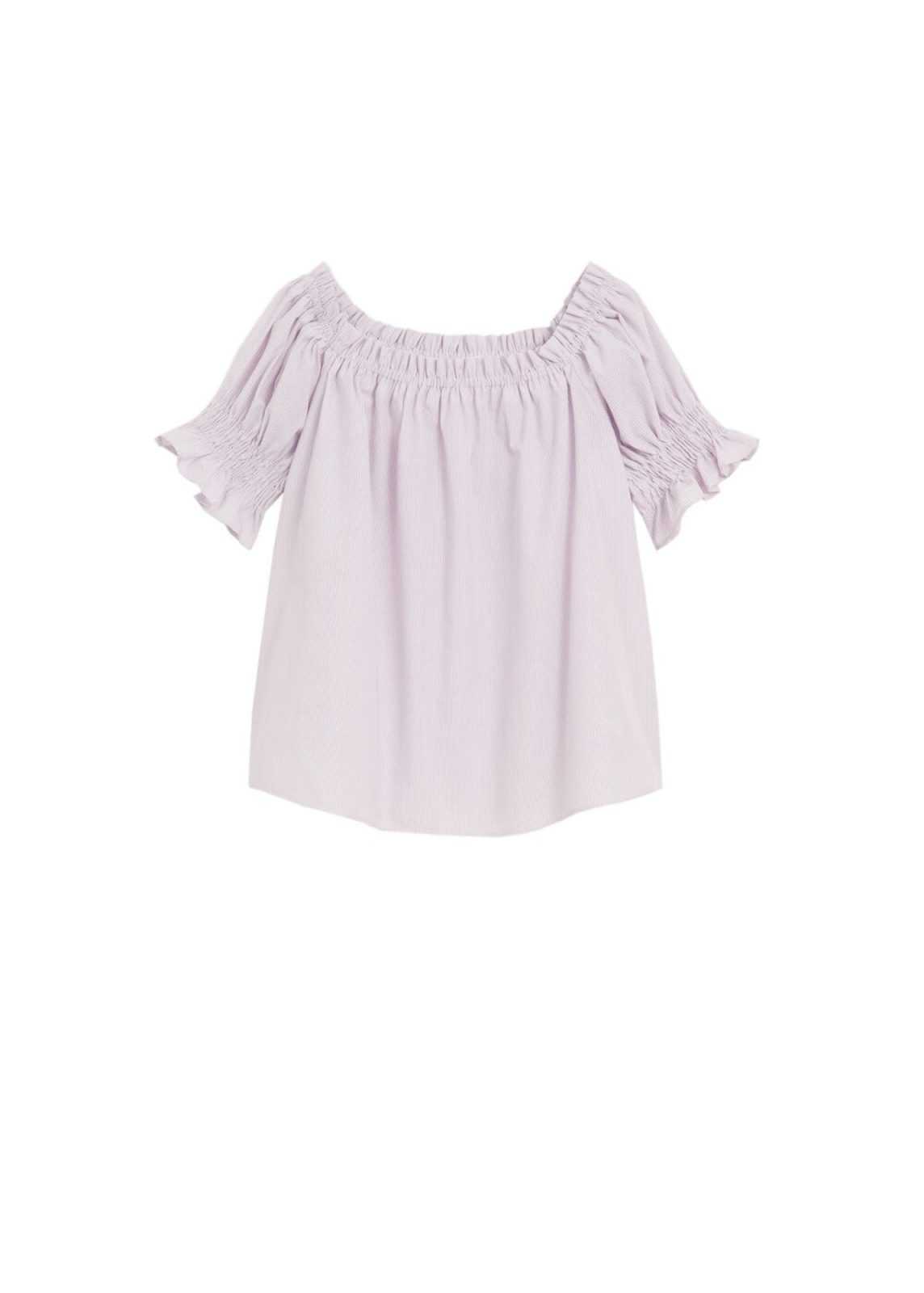 MANGO Bluza 'Manuela'  pastelno lila / bela