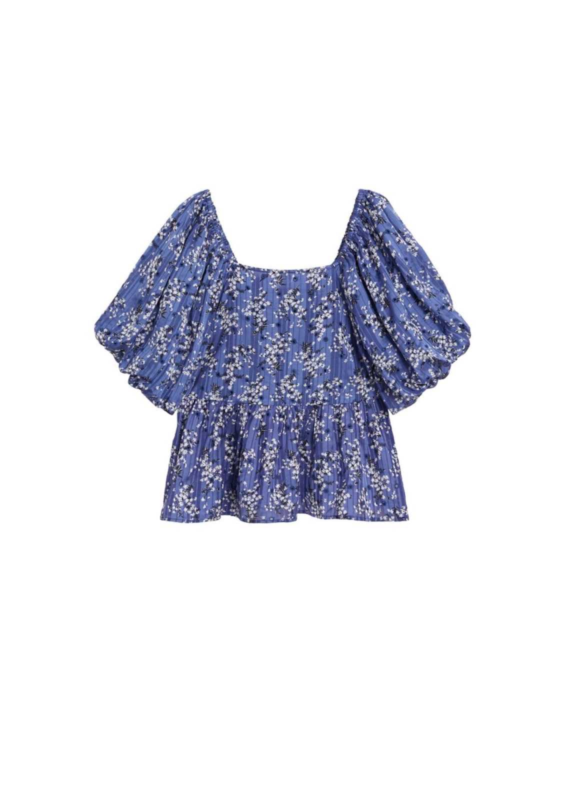 MANGO Bluza 'Sky'  vijolično modra / črna / bela