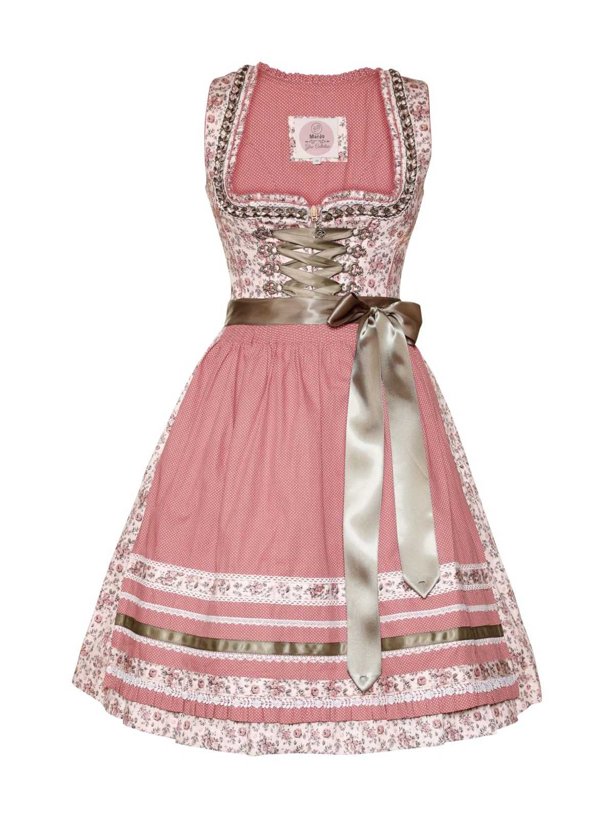 MARJO Dirndl 'Natalia 58'  zelena / roza / bela