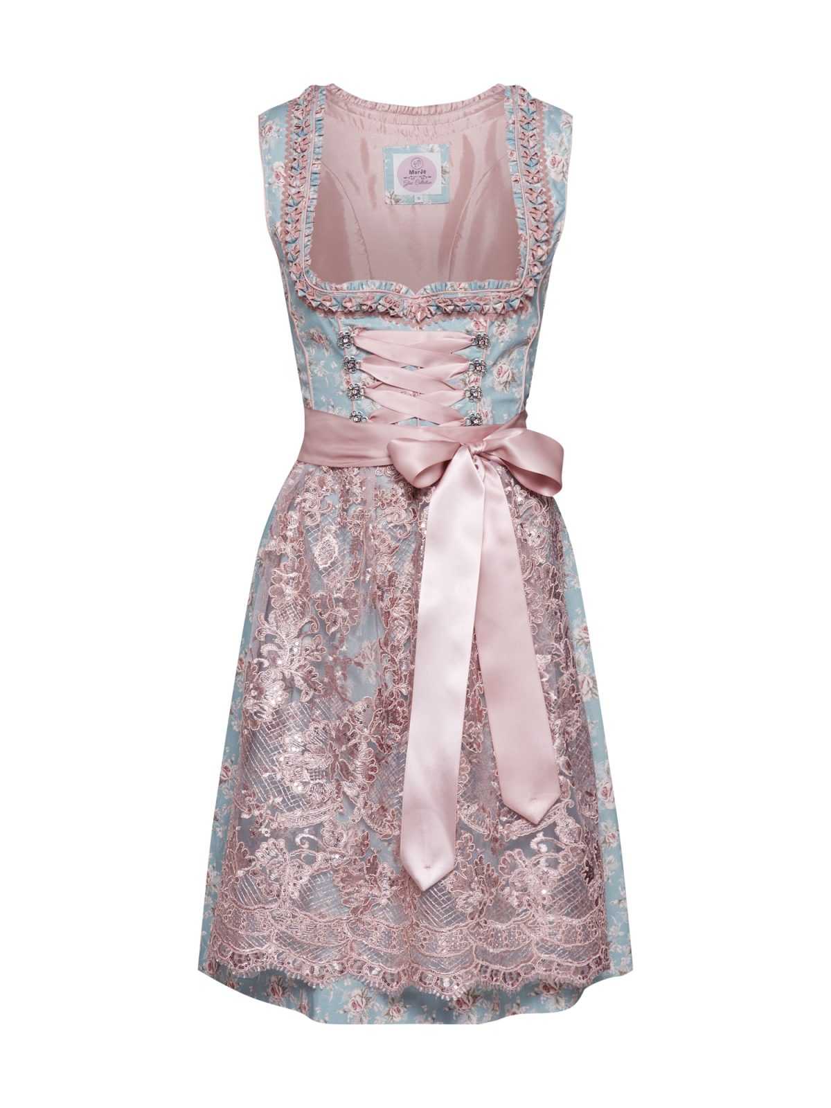 MARJO Dirndl 'Nescha II'  svetlo modra / roza