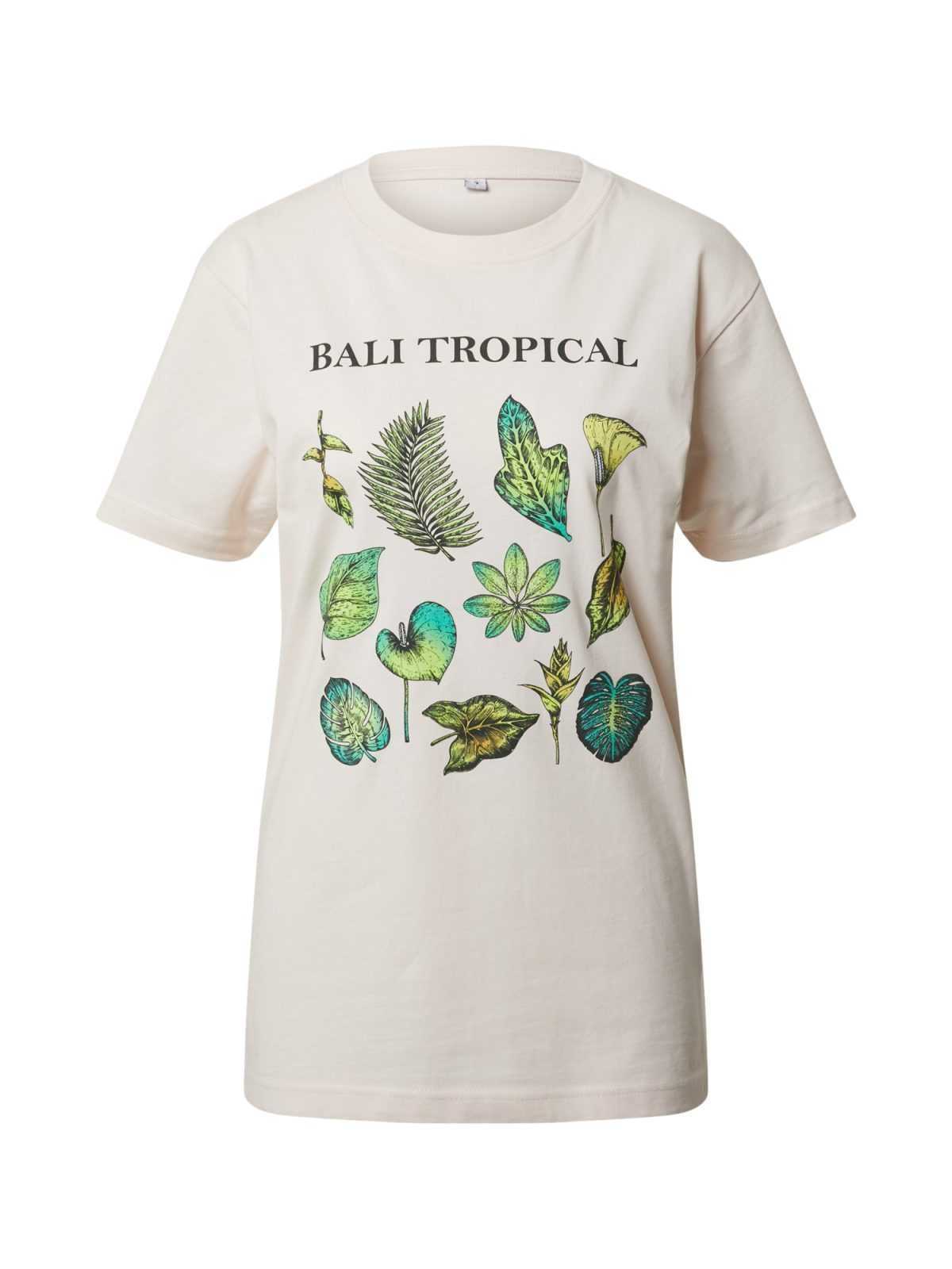 Merchcode Majica 'Bali Tropical'  žad / svetlo zelena / pastelno roza / črna