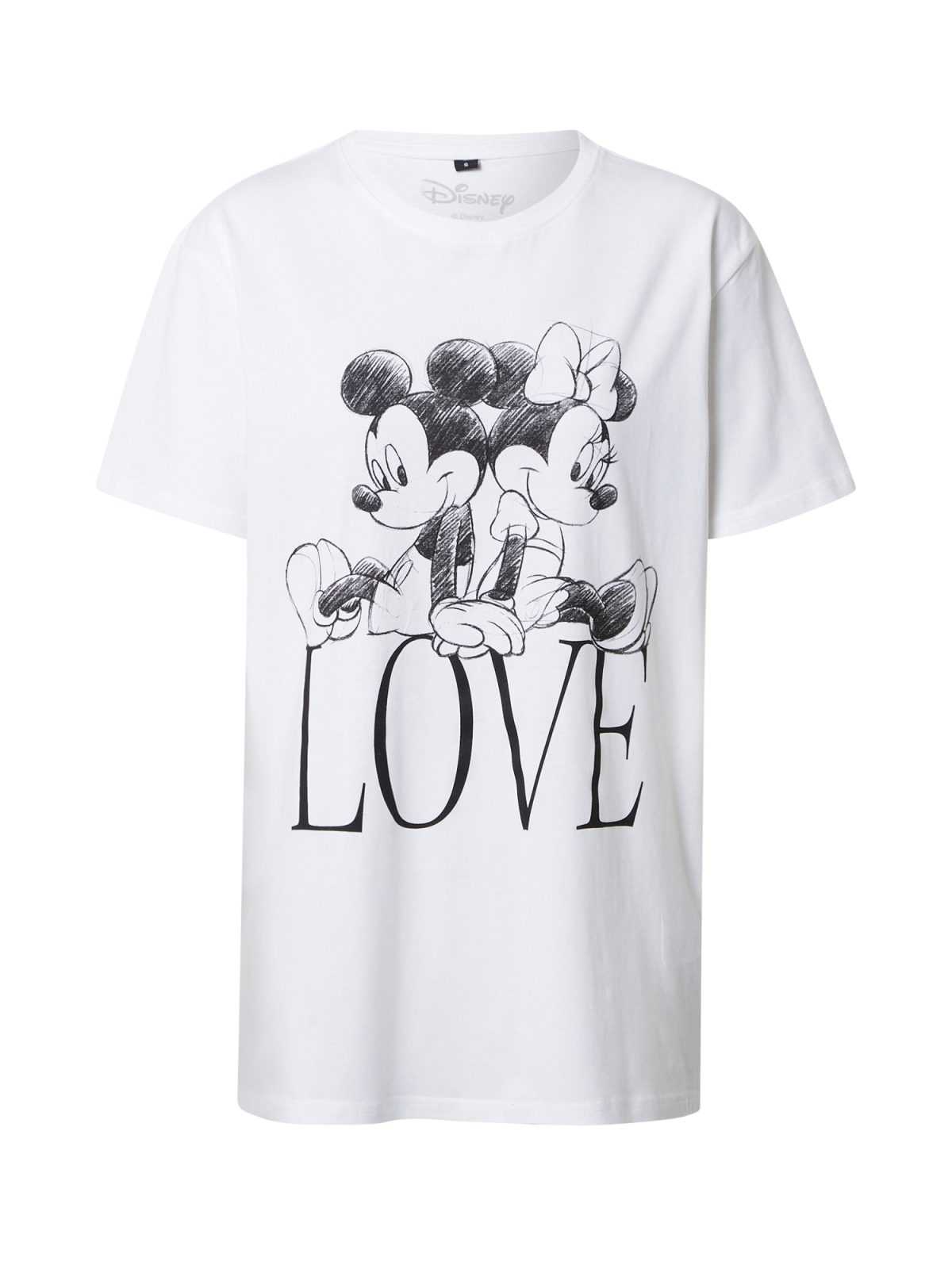 Merchcode Majica 'Minnie Loves Mickey'  črna / bela