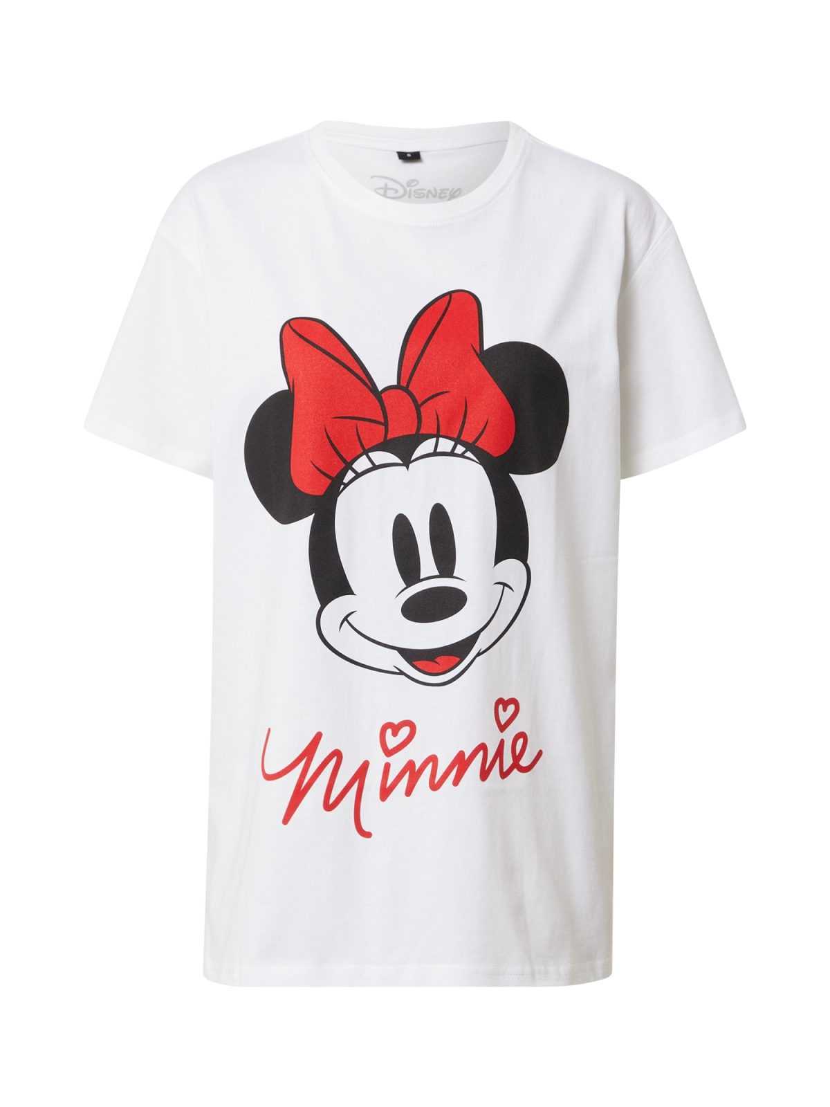 Merchcode Majica 'Minnie Mouse'  vinsko rdeča / ognjeno rdeča / črna / bela