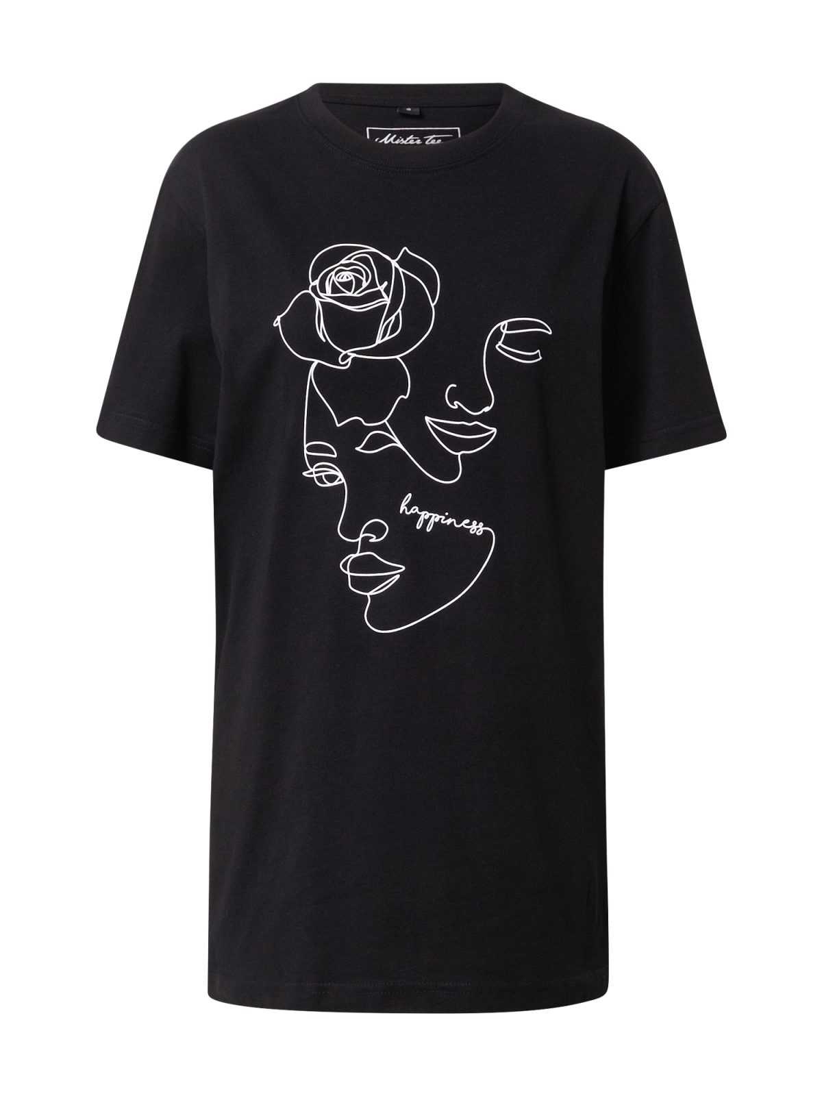 Merchcode Majica 'One Line Rose'  črna / bela