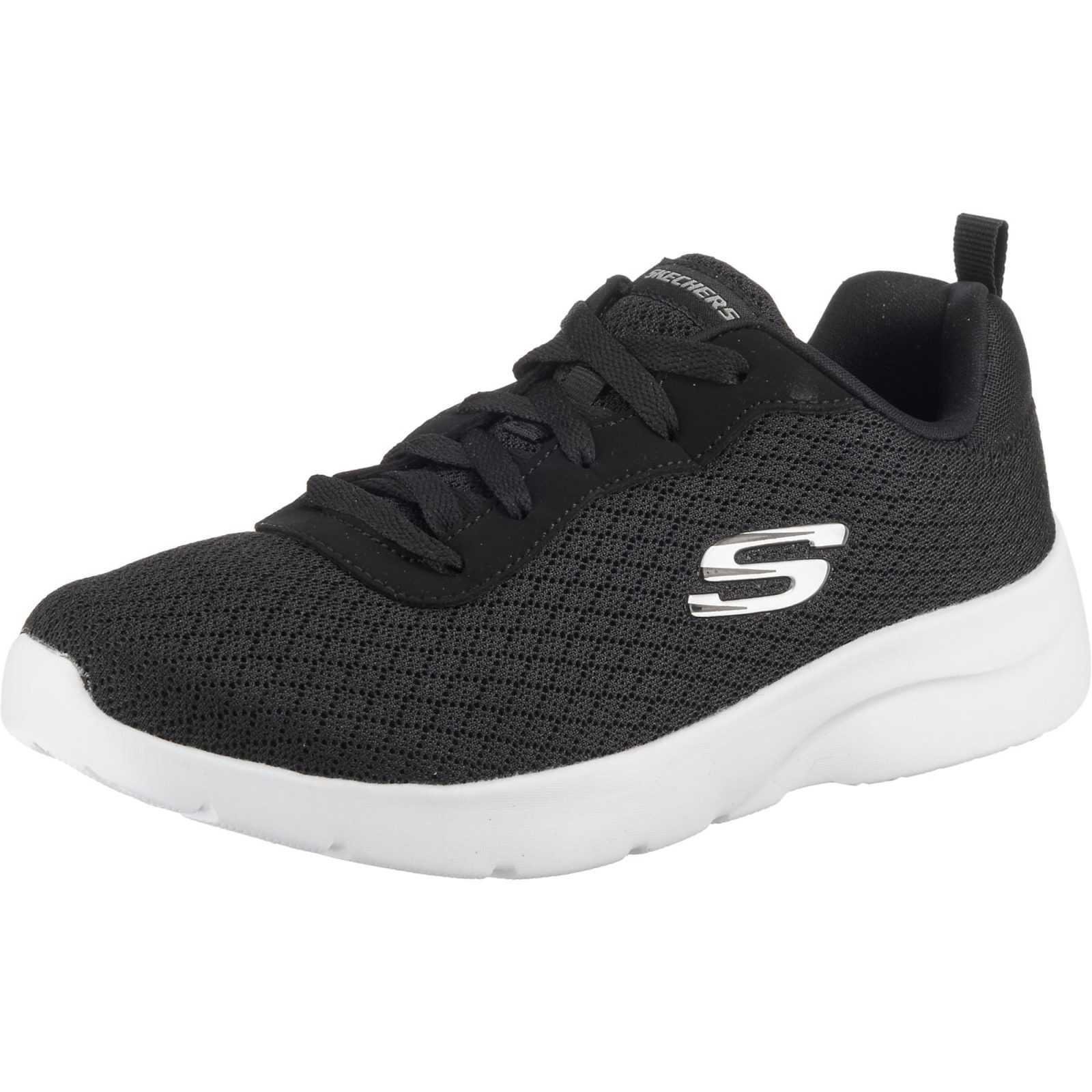 SKECHERS Nizke superge 'Dynamight'  črna / srebrna / bela