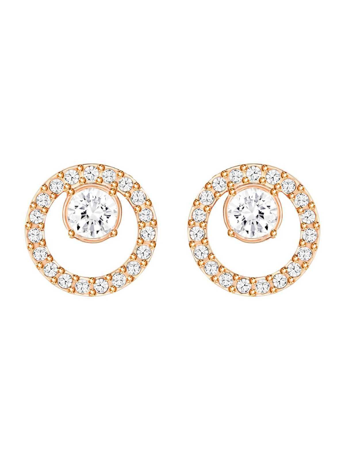 Swarovski Uhani  rožnato zlata / bela