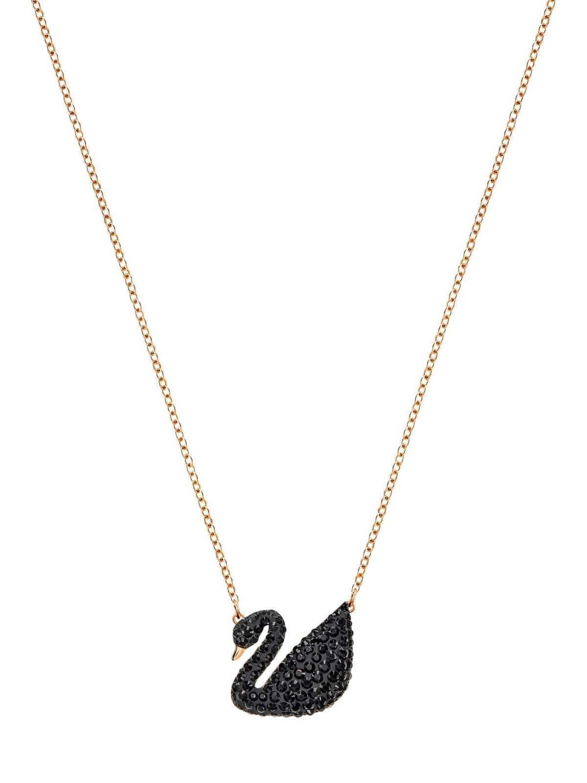 Swarovski Verižica 'Swan'  rožnato zlata / črna