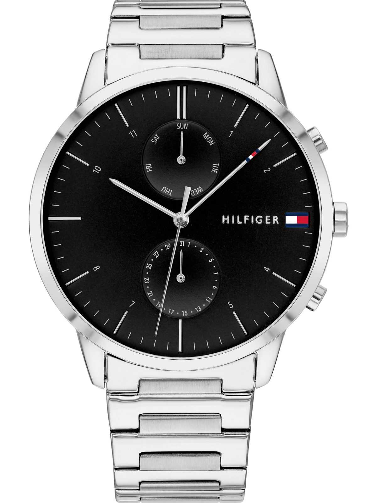 TOMMY HILFIGER Analogna ura 'HUNTER'  črna / srebrna