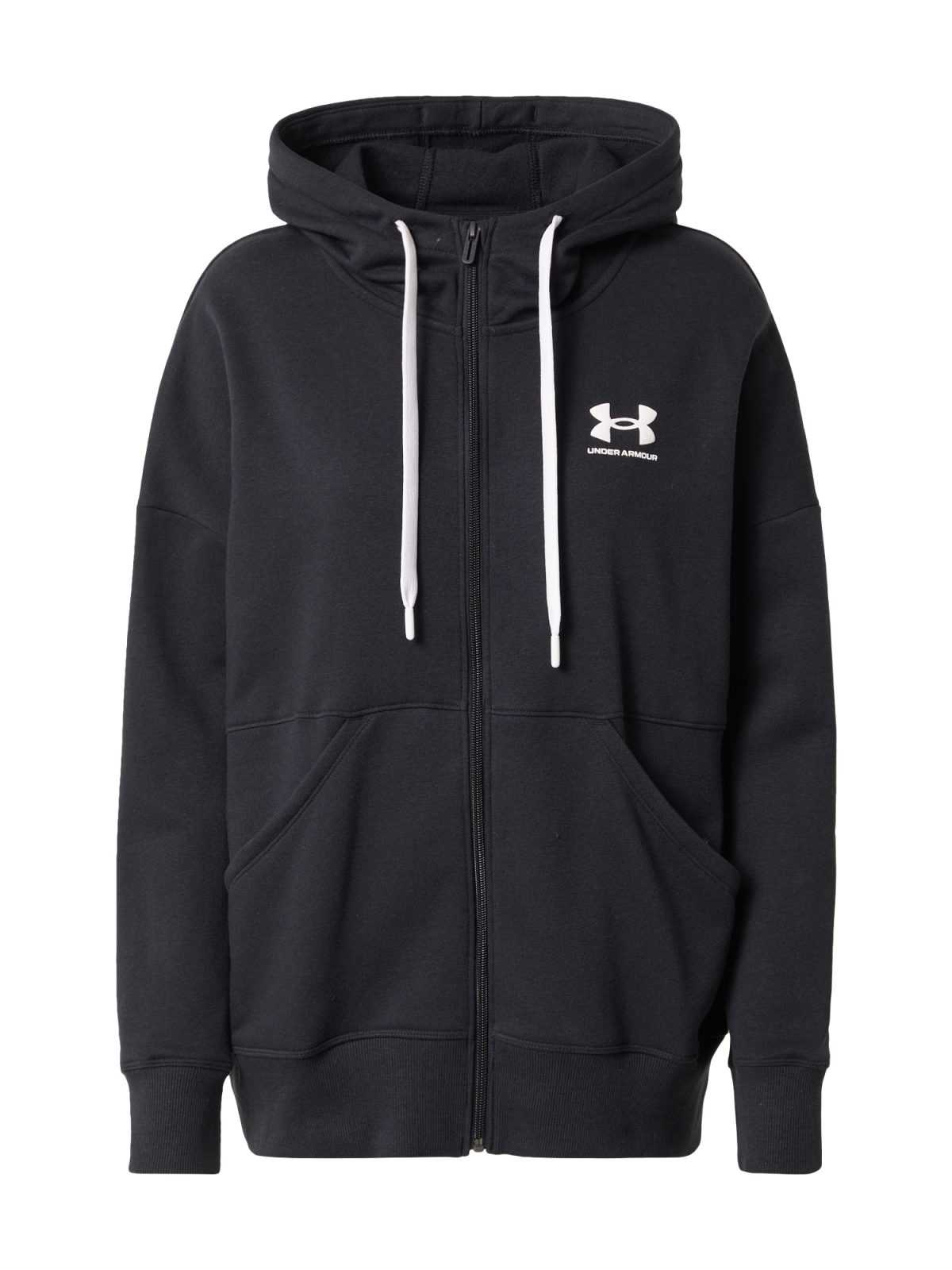 UNDER ARMOUR Športna jopa na zadrgo  črna / bela