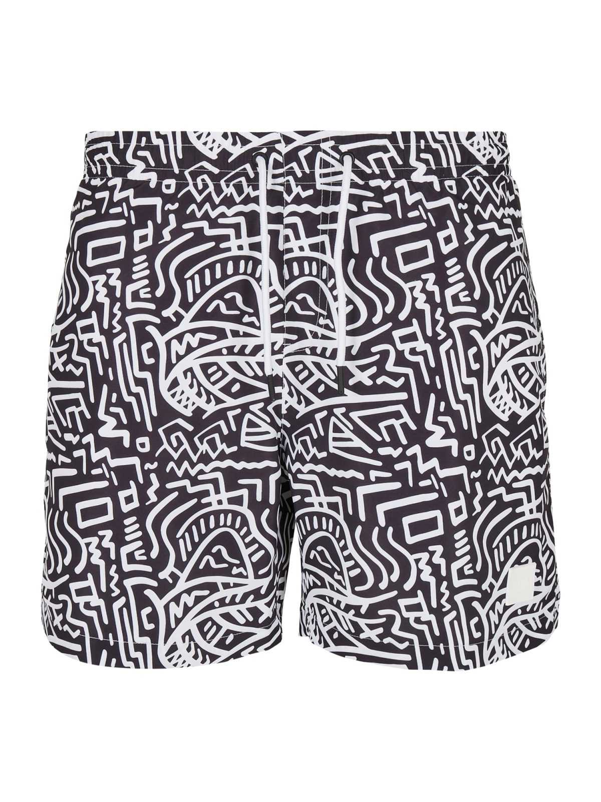 Urban Classics Kratke kopalne hlače  črna / bela