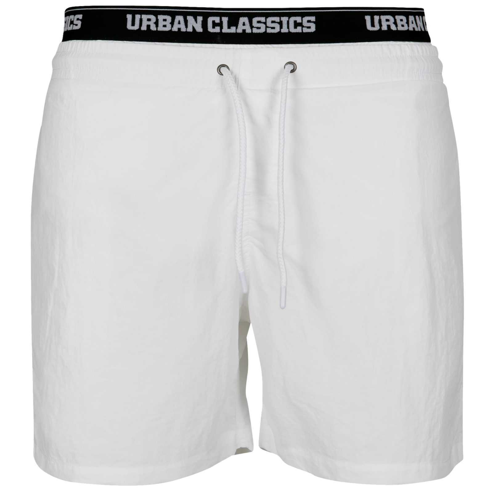 Urban Classics Kratke kopalne hlače  črna / bela