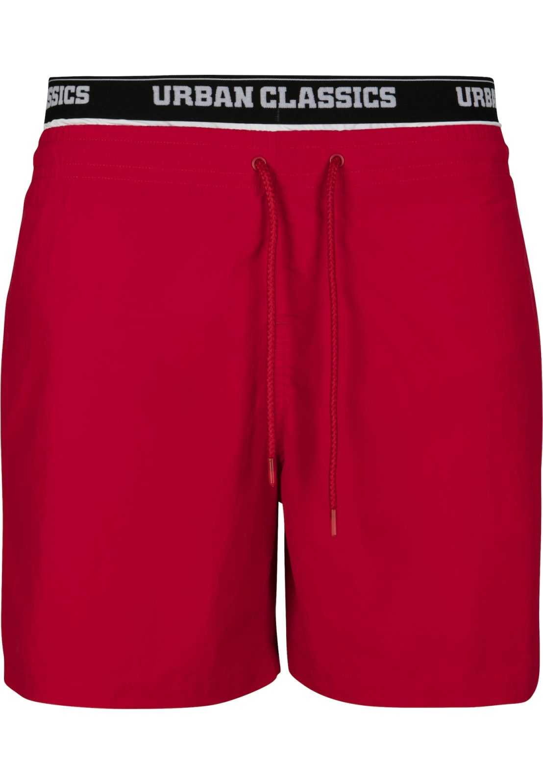 Urban Classics Kratke kopalne hlače  ognjeno rdeča / črna / bela