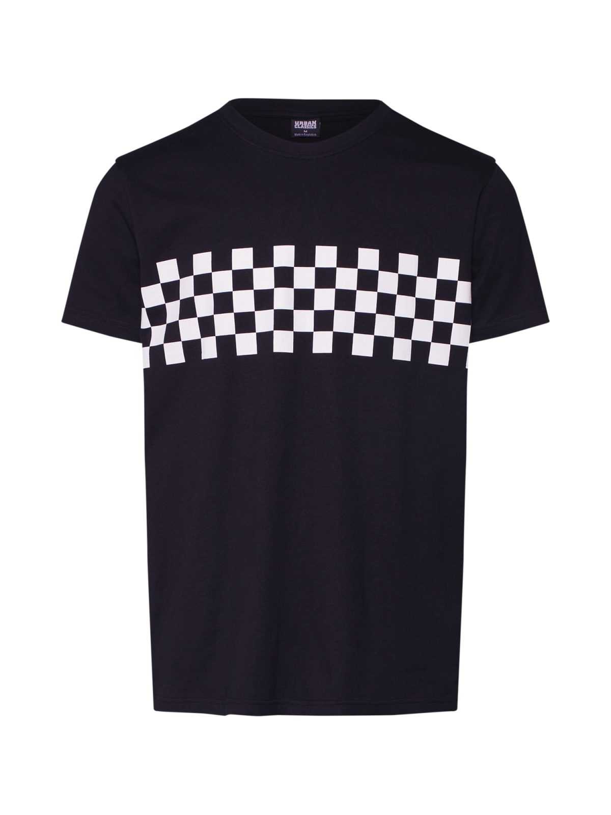 Urban Classics Majica 'Check Panel'  črna / bela